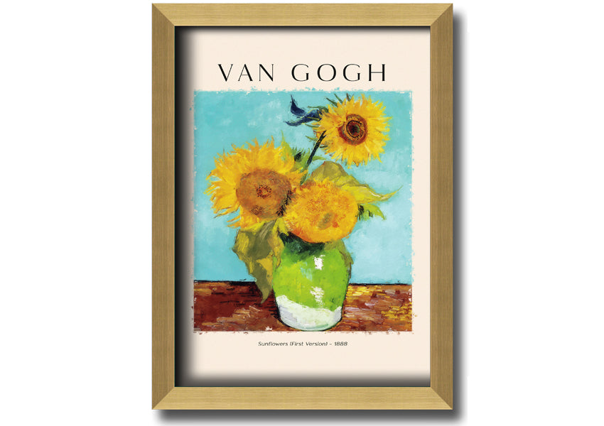A vibrant canvas print of Van Gogh's Sunflowers 1888, showcasing bright yellow flowers against a textured background.