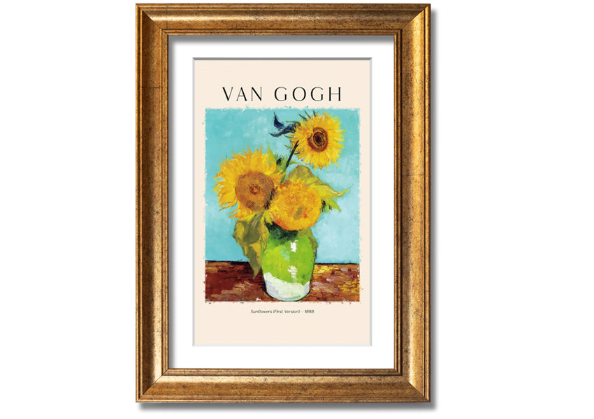 A vibrant canvas print of Van Gogh's Sunflowers 1888, showcasing bright yellow flowers against a textured background.