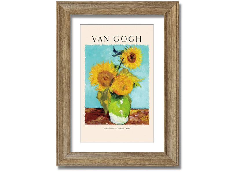 A vibrant canvas print of Van Gogh's Sunflowers 1888, showcasing bright yellow flowers against a textured background.