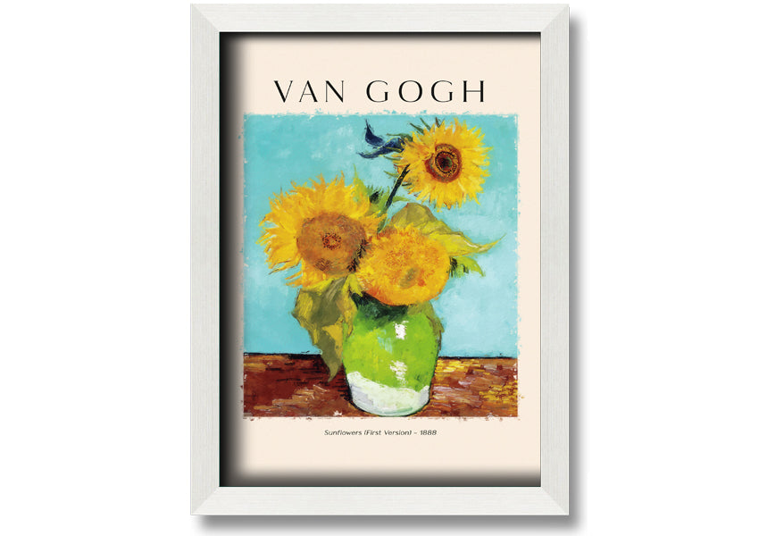 A vibrant canvas print of Van Gogh's Sunflowers 1888, showcasing bright yellow flowers against a textured background.