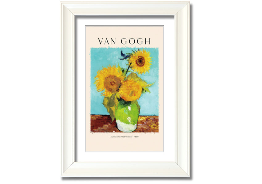 A vibrant canvas print of Van Gogh's Sunflowers 1888, showcasing bright yellow flowers against a textured background.