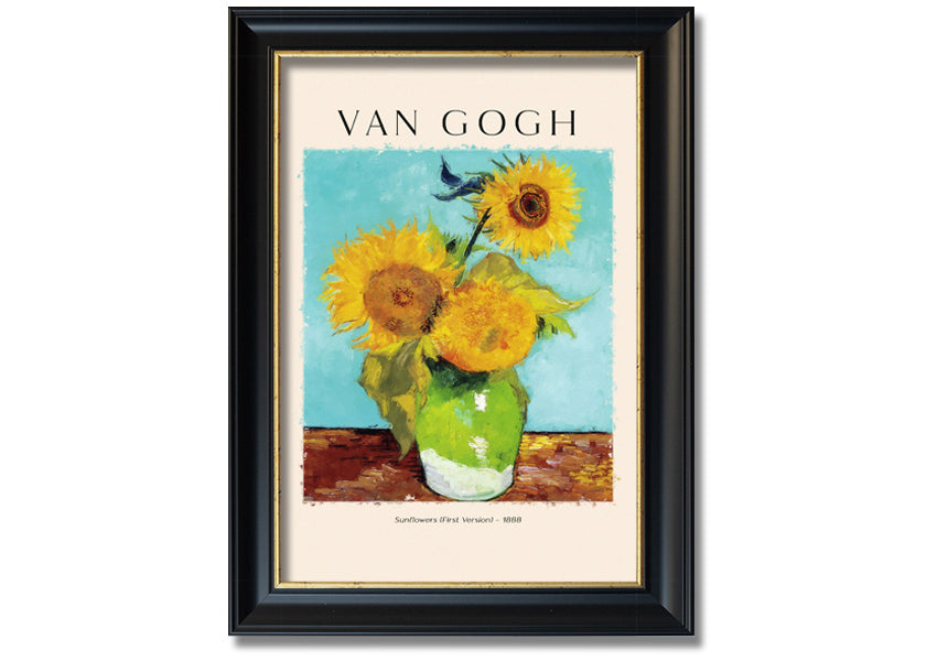 A vibrant canvas print of Van Gogh's Sunflowers 1888, showcasing bright yellow flowers against a textured background.