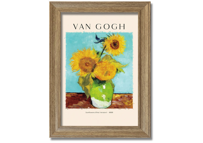 A vibrant canvas print of Van Gogh's Sunflowers 1888, showcasing bright yellow flowers against a textured background.