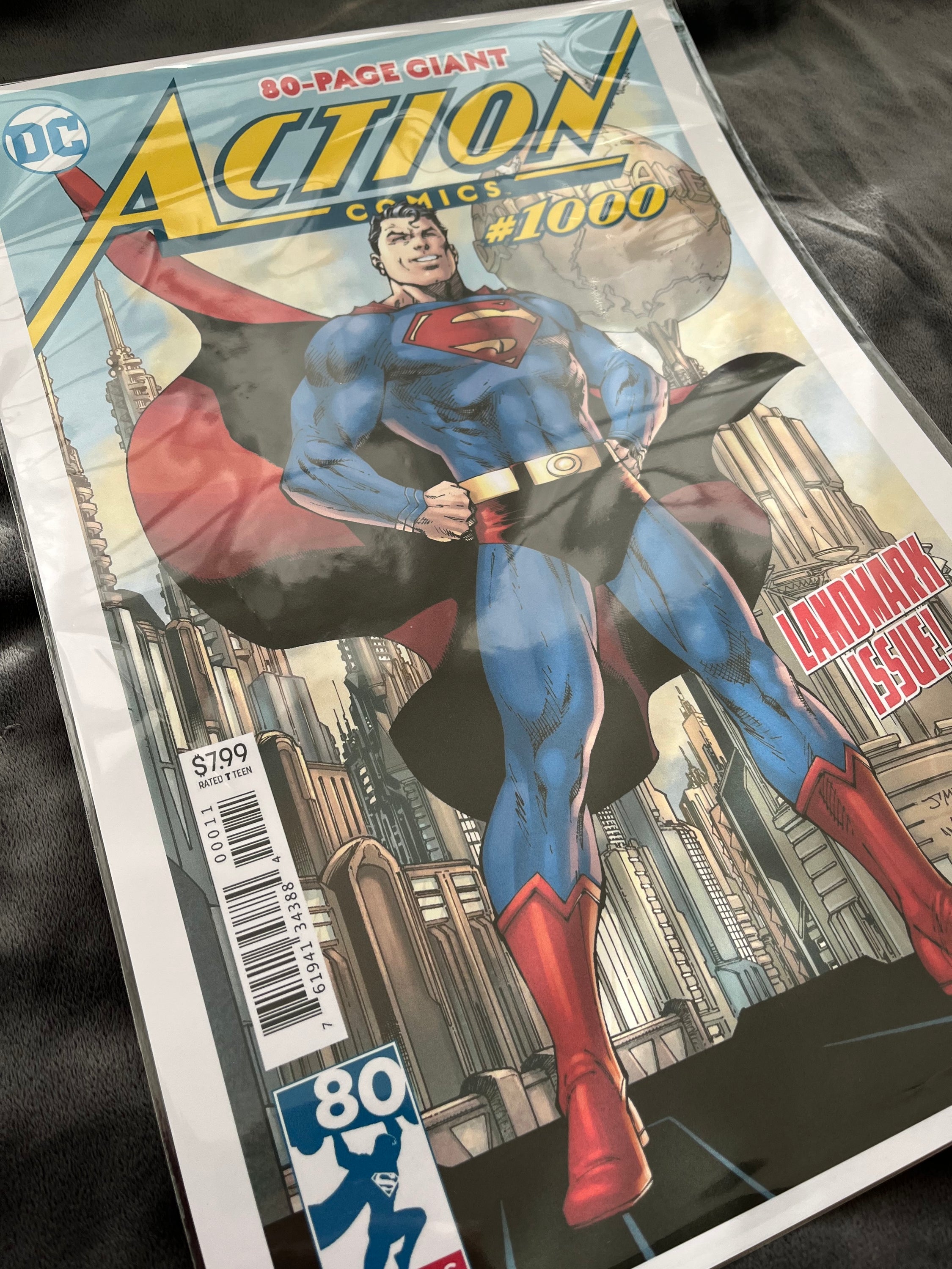 Superman Comic Cover No 1000 print featuring vibrant colors and iconic design, perfect for framing and display.