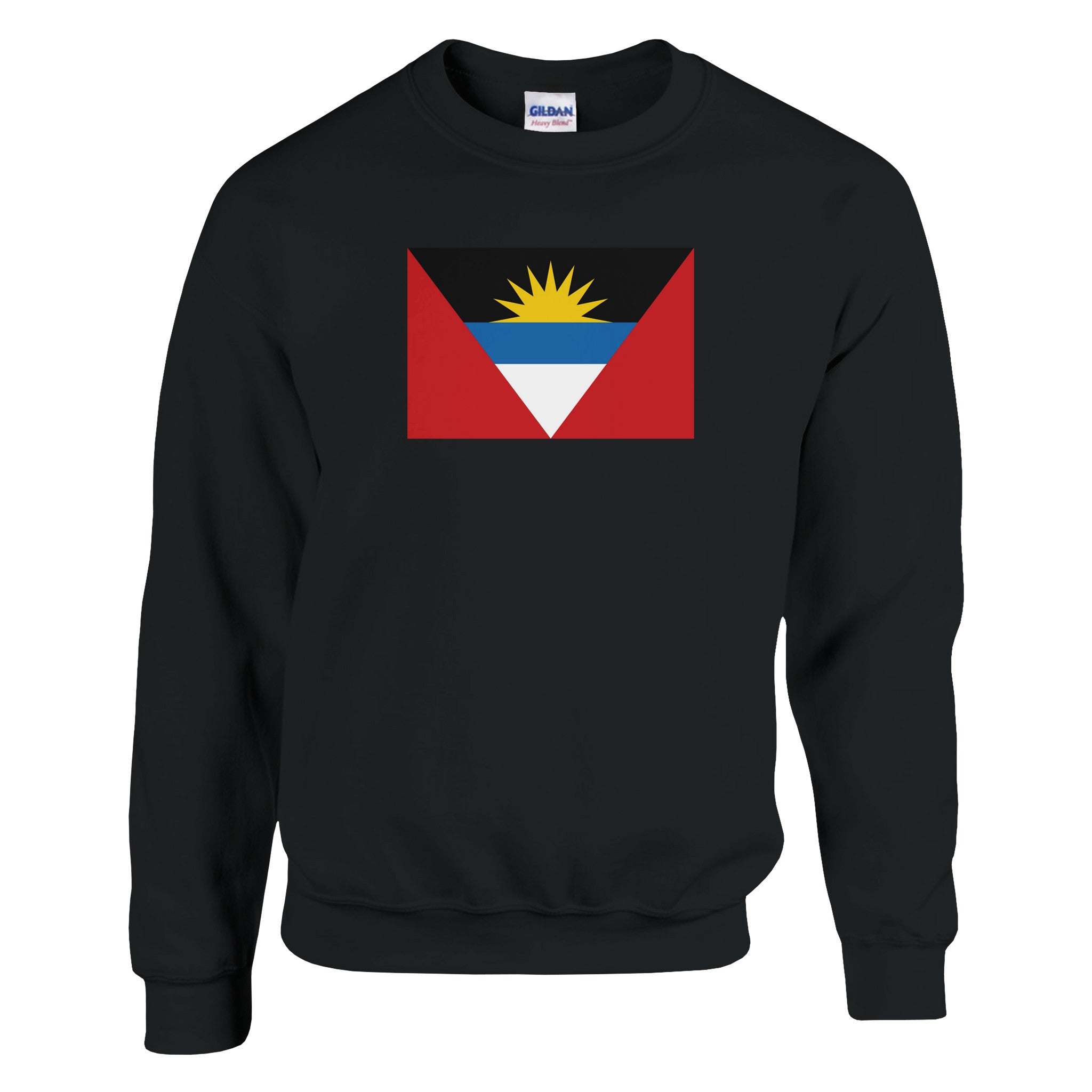 Sweat-shirt Drapeau d'Antigua-et-Barbuda en coton et polyester, avec des coutures renforcées et une coupe classique, disponible en plusieurs tailles.