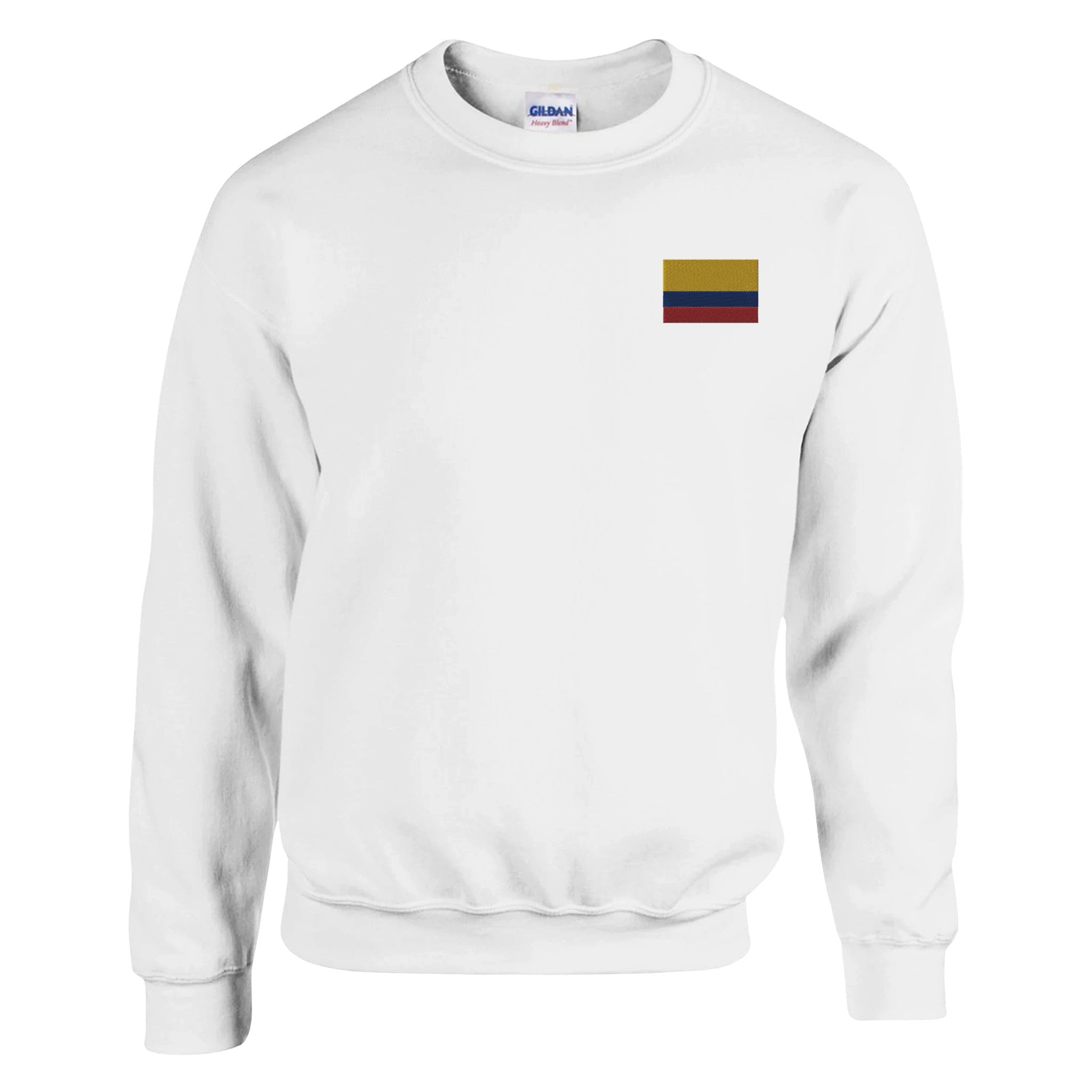 Sweat-shirt en coton et polyester avec broderie du drapeau de la Colombie, offrant confort et style.