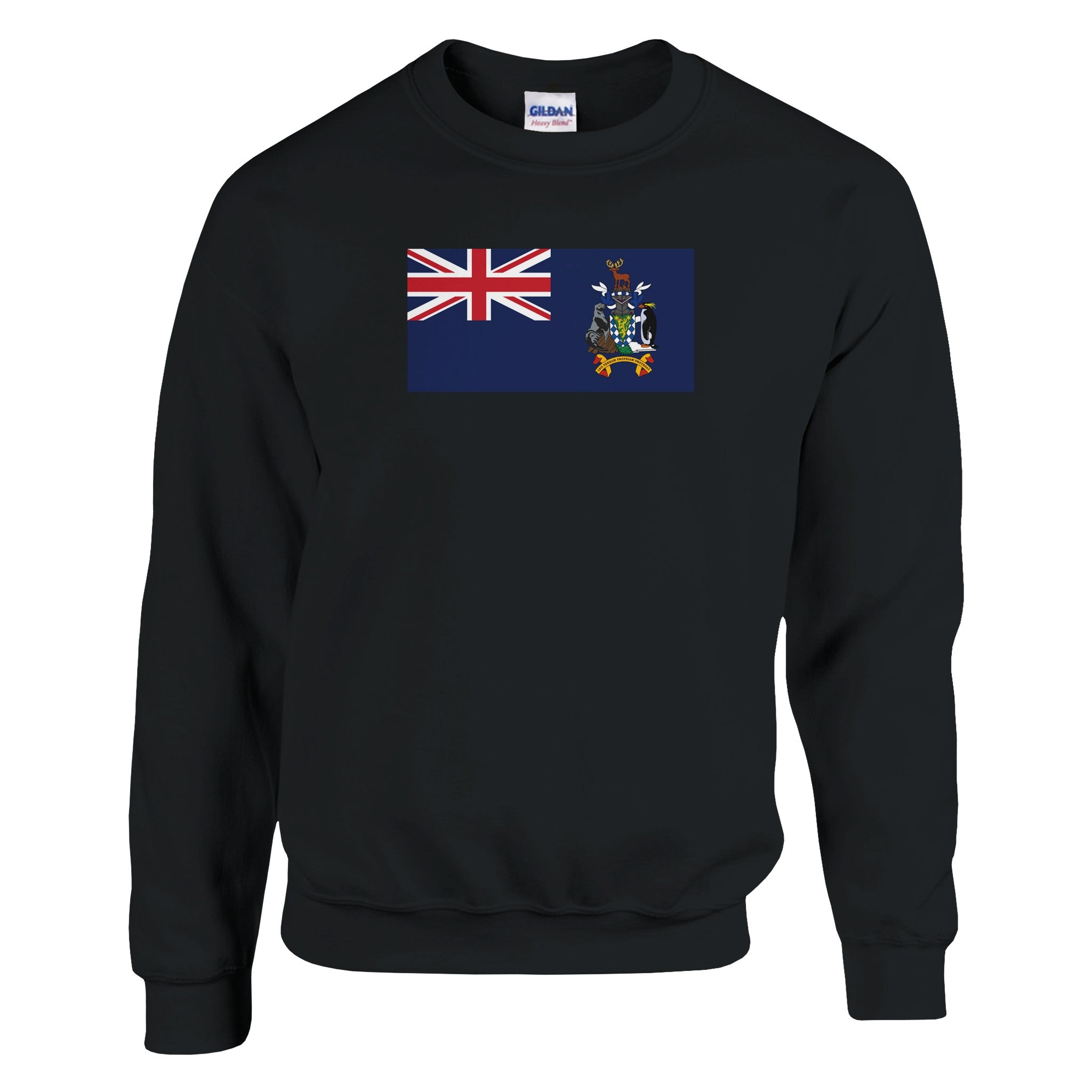 Sweat-shirt avec le drapeau de la Géorgie du Sud et des Îles Sandwich du Sud, en mélange de coton et polyester, confortable et durable.