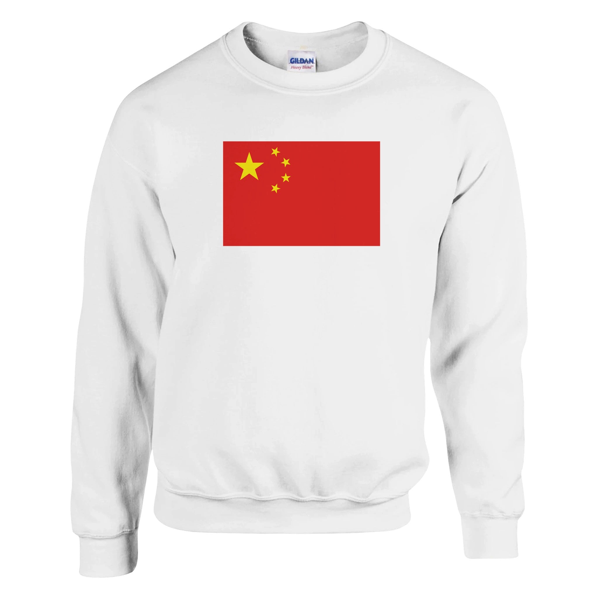 Sweat-shirt avec le drapeau de la République Populaire de Chine, en mélange de coton et polyester, affichant une coupe classique et des coutures renforcées.