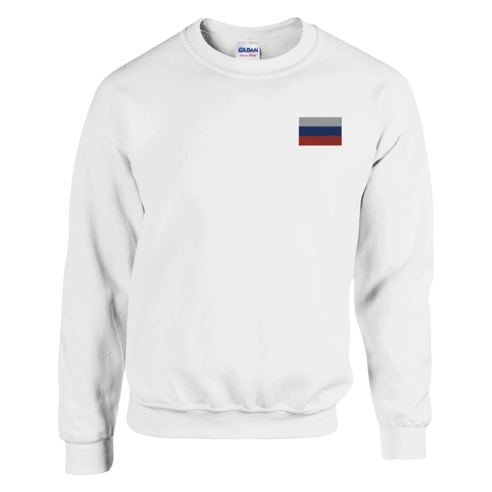 Sweat-shirt Drapeau de la Russie en broderie, mélange de coton et polyester, avec coutures renforcées et coupe classique.