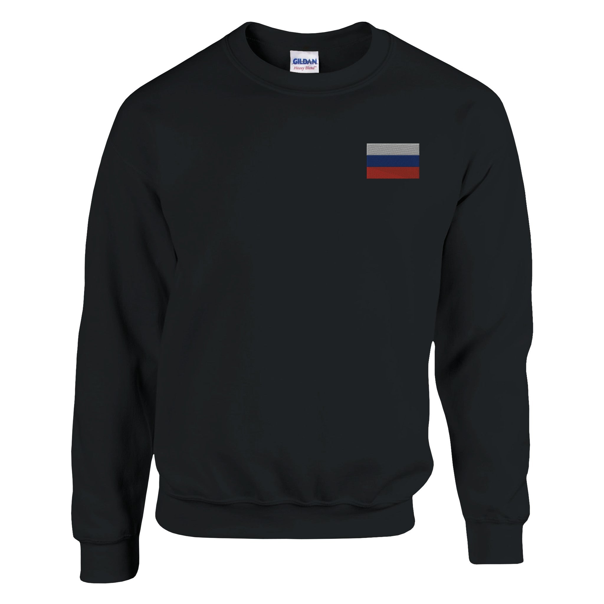 Sweat-shirt Drapeau de la Russie en broderie, mélange de coton et polyester, avec coutures renforcées et coupe classique.
