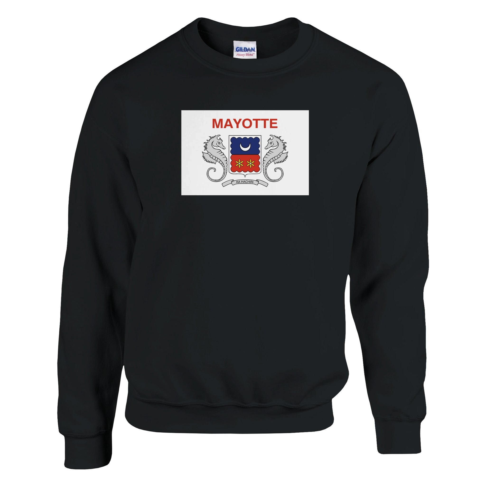 Sweat-shirt Drapeau de Mayotte en coton et polyester, avec coutures renforcées et coupe classique, idéal pour un style décontracté.