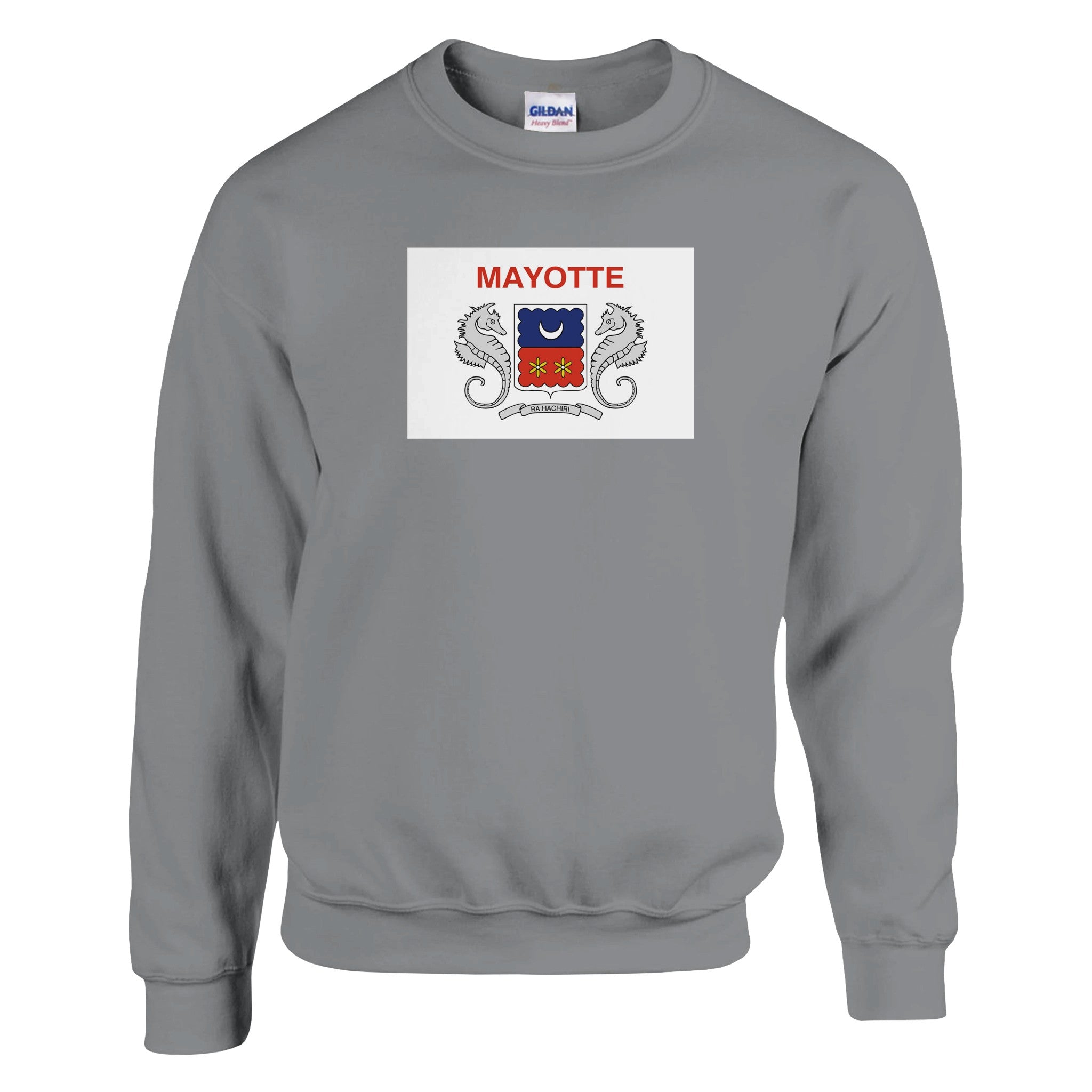 Sweat-shirt Drapeau de Mayotte en coton et polyester, avec coutures renforcées et coupe classique, idéal pour un style décontracté.