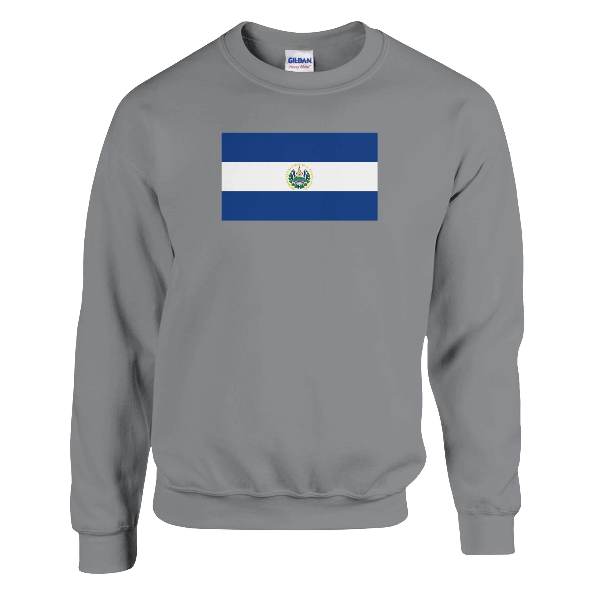 Sweat-shirt Drapeau du Salvador en coton et polyester, avec des détails de couture aiguille double et côtes élastiques.