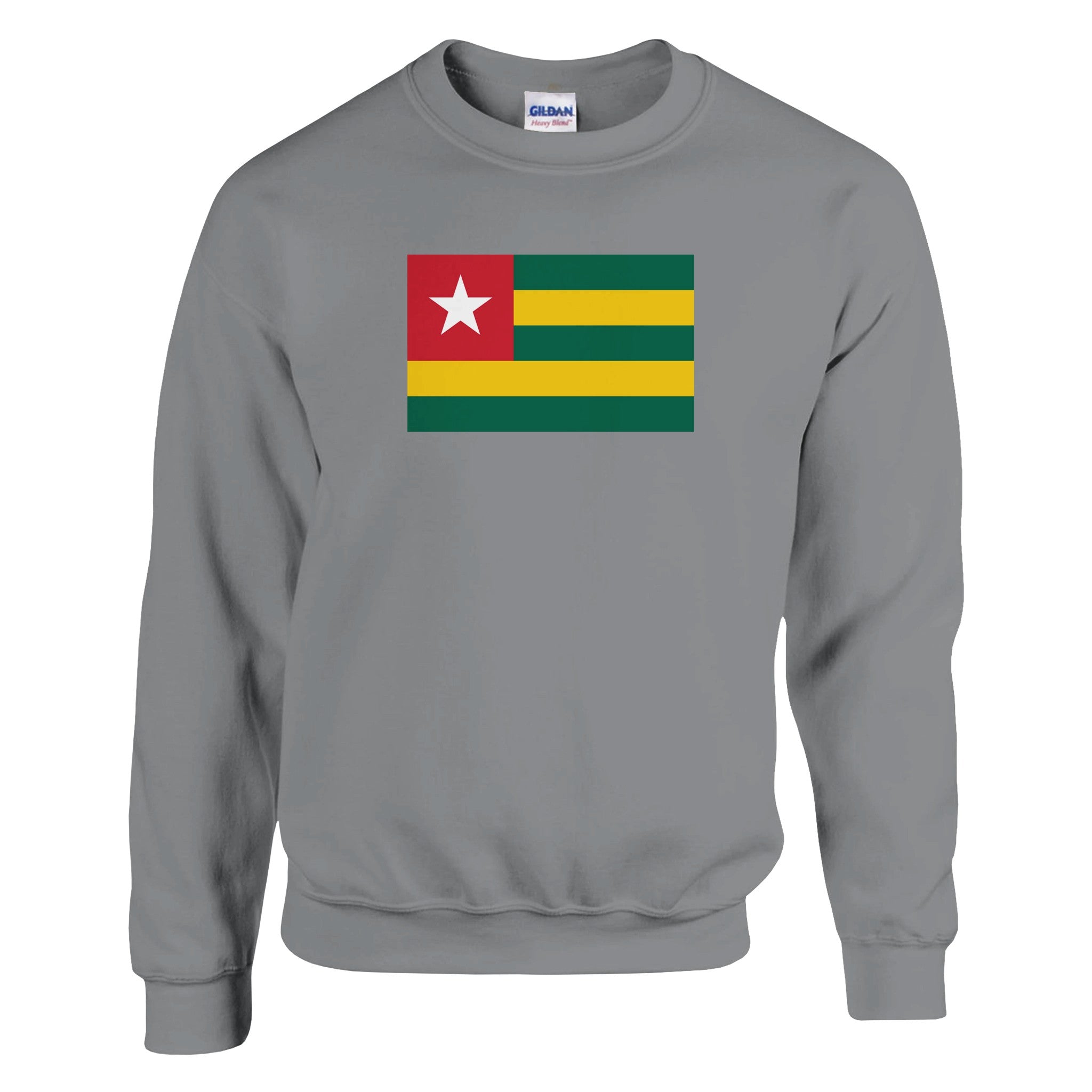 Sweat-shirt Drapeau du Togo en coton et polyester, avec des détails de couture aiguille double et côtes 1x1.