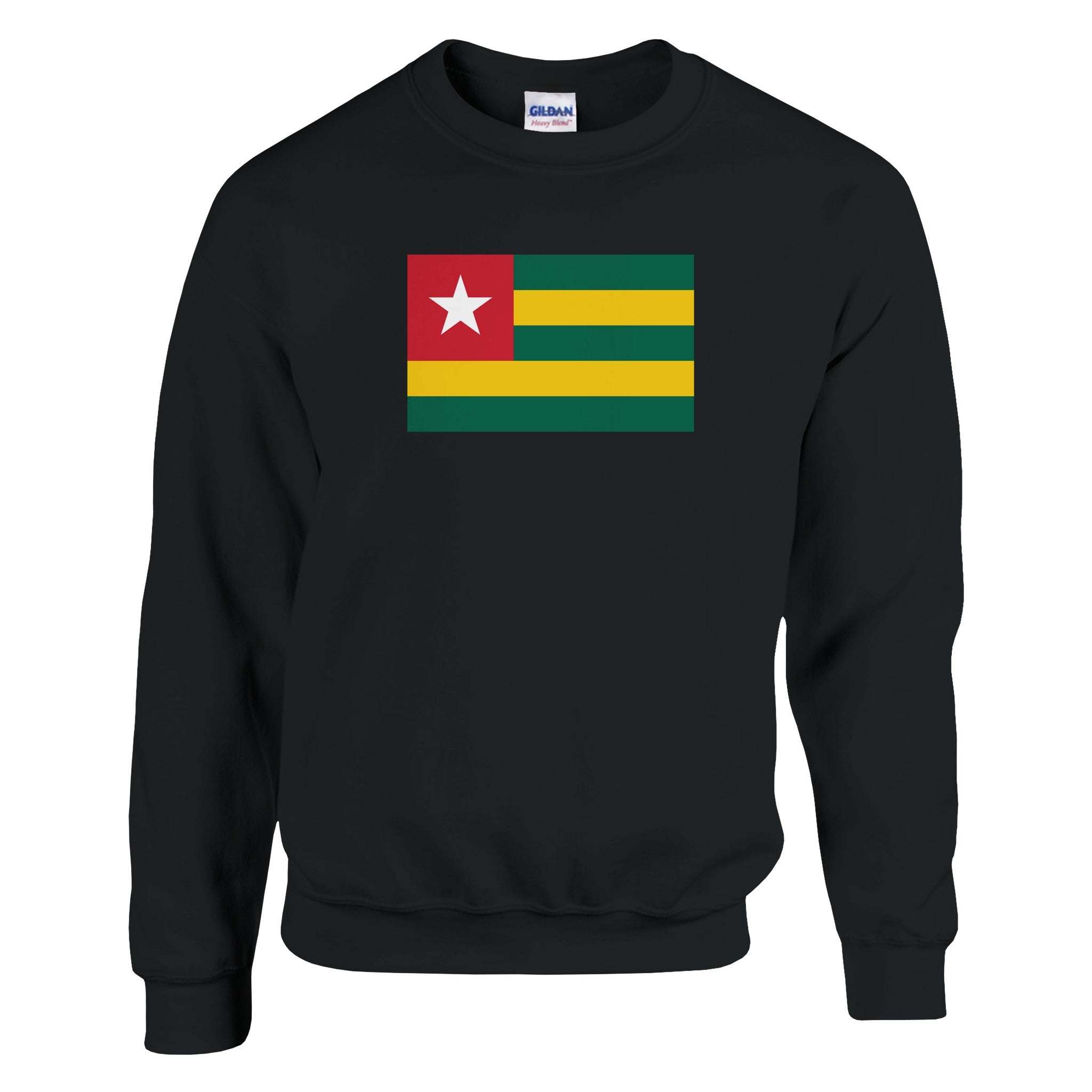 Sweat-shirt Drapeau du Togo en coton et polyester, avec des détails de couture aiguille double et côtes 1x1.