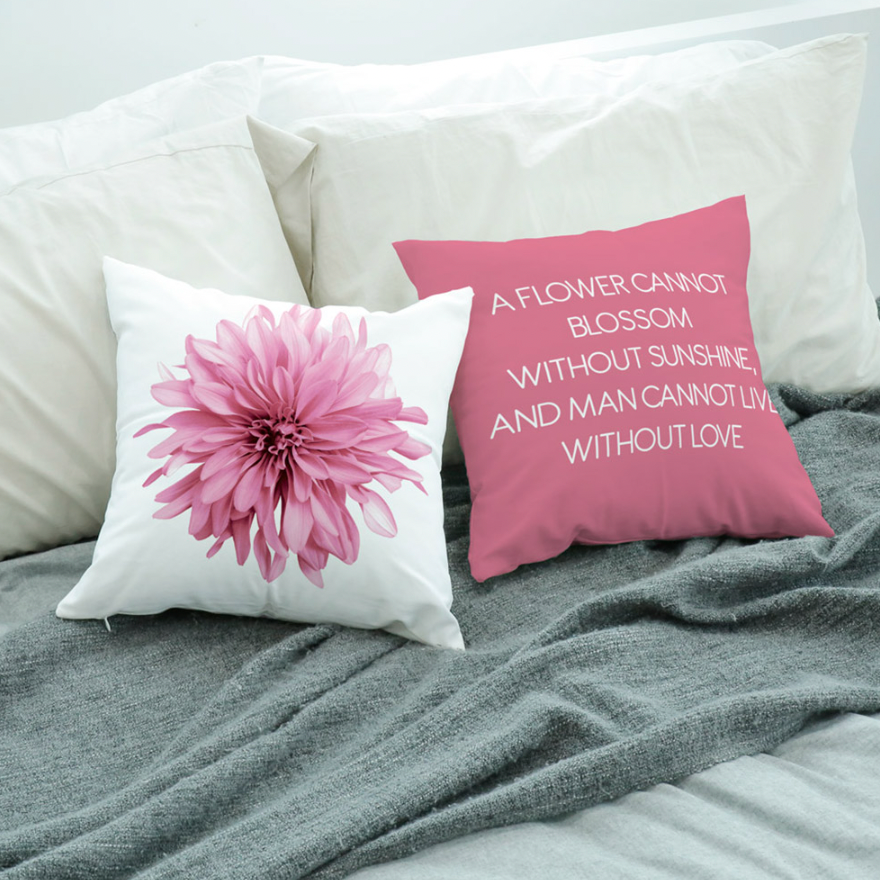 Sweet Blossom double-sided cushion showcasing vibrant floral patterns, made from high-quality microfiber with a plush polyester insert.