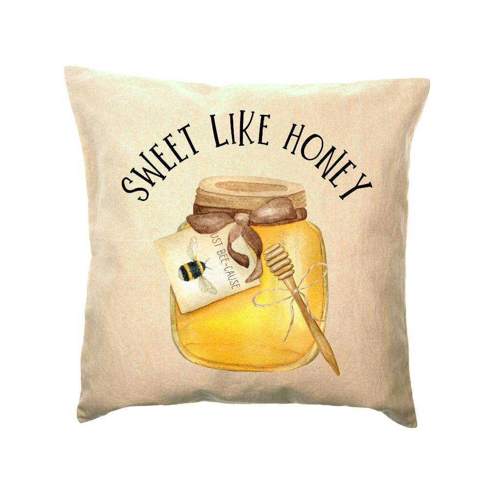 Sweet Like Honey Pillow Cover in Farmhouse Beige, showcasing a rustic woven linen design, perfect for home decor.