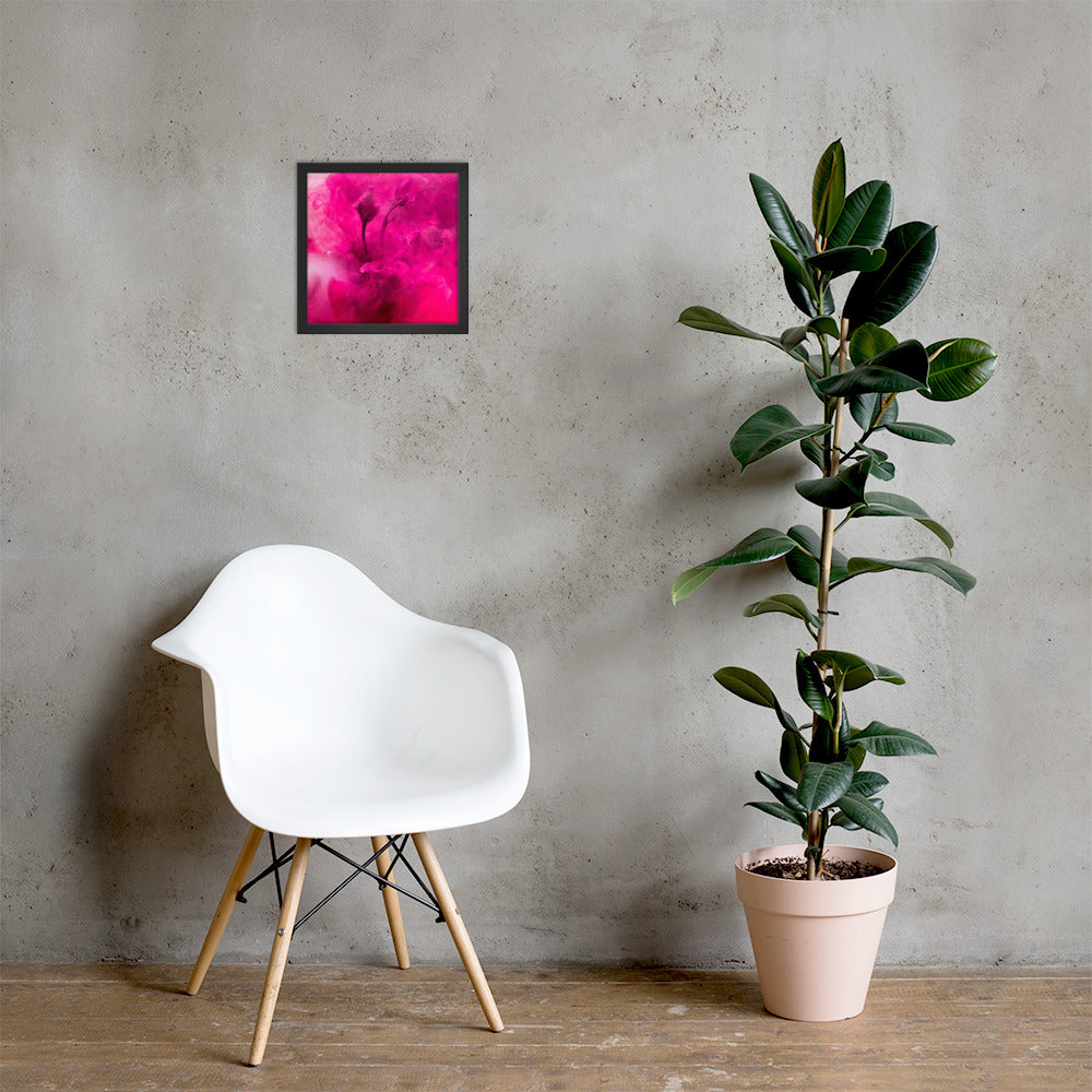 Sweet Rose Framed Poster featuring a vibrant rose design in a matte black wooden frame.