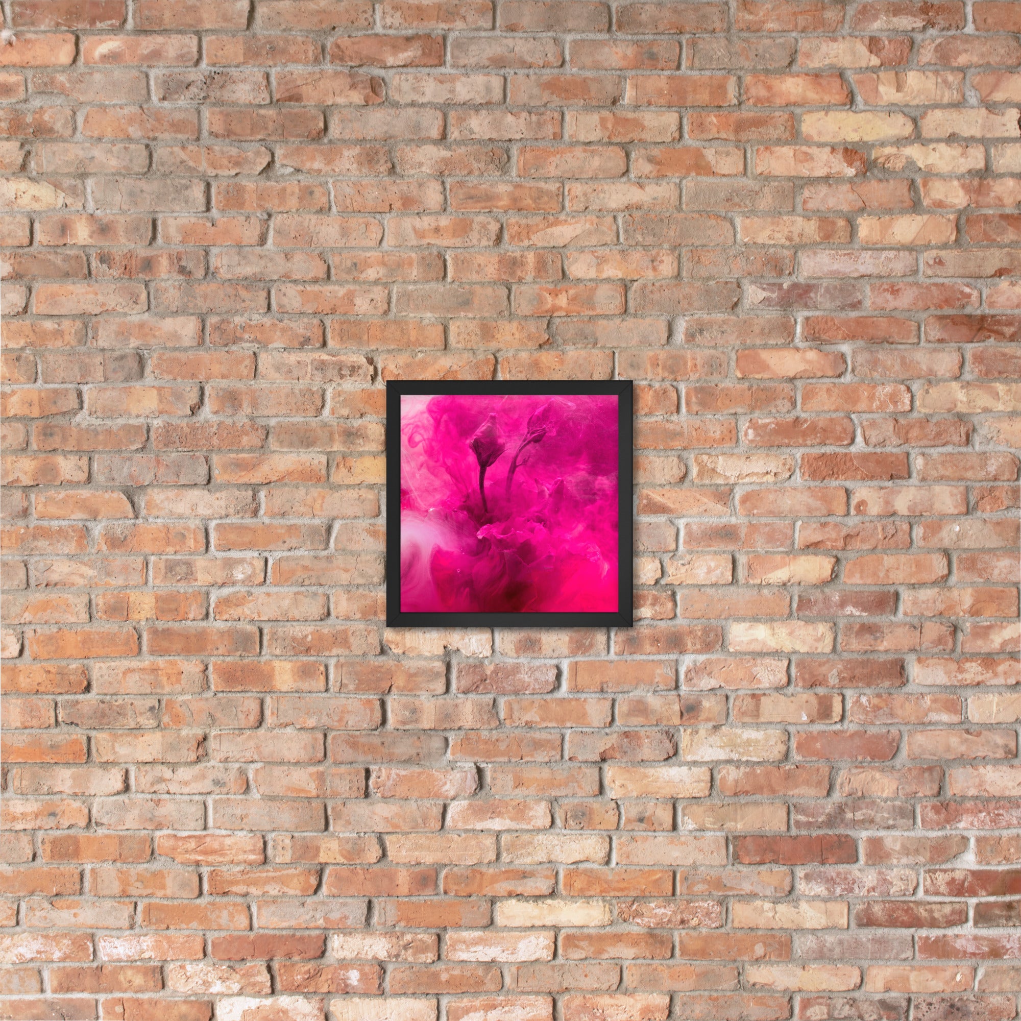 Sweet Rose Framed Poster featuring a vibrant rose design in a matte black wooden frame.