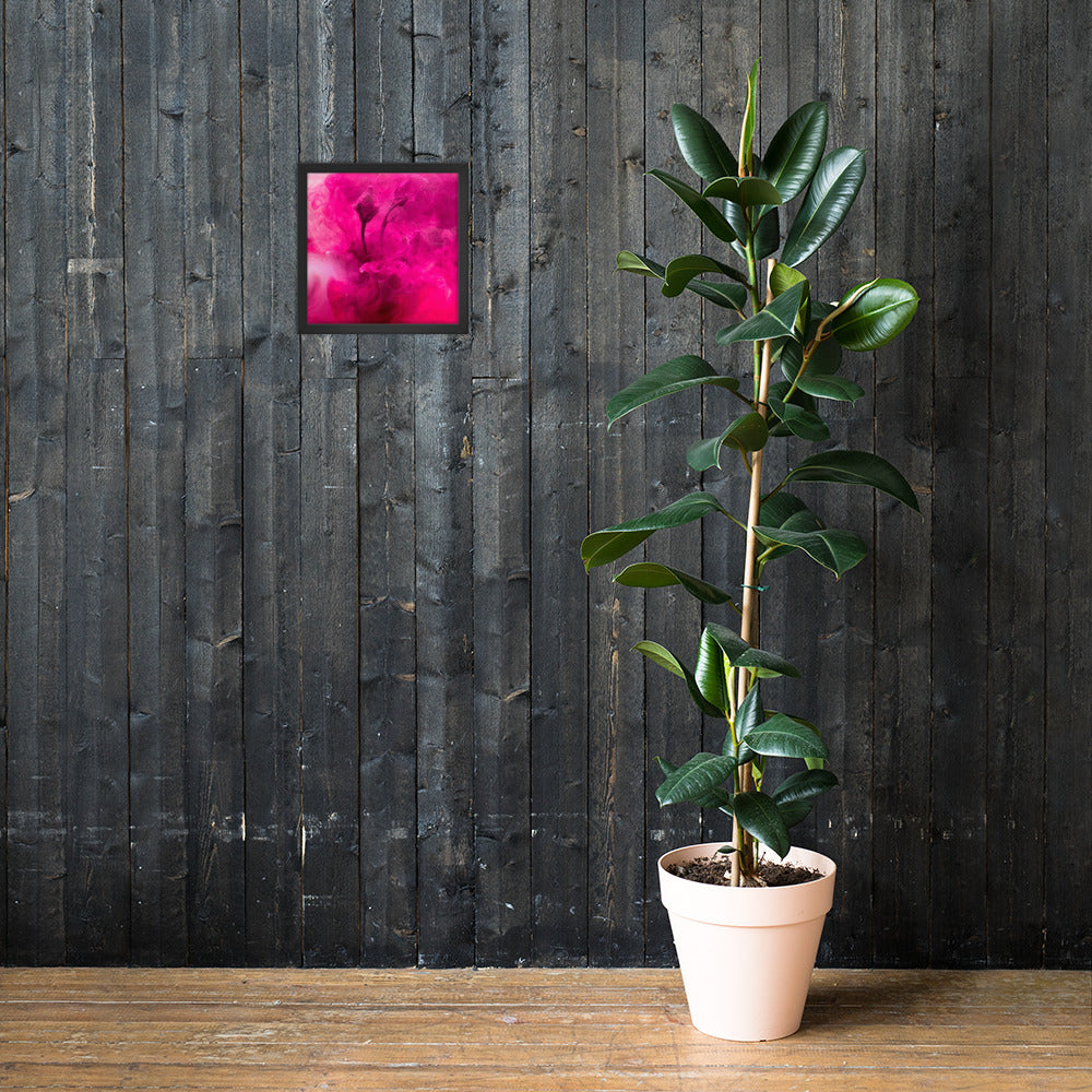 Sweet Rose Framed Poster featuring a vibrant rose design in a matte black wooden frame.