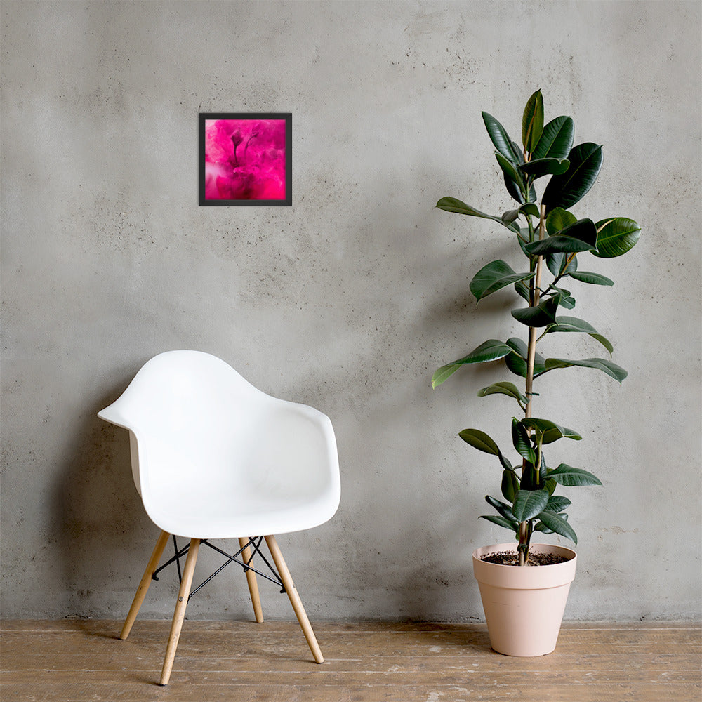 Sweet Rose Framed Poster featuring a vibrant rose design in a matte black wooden frame.