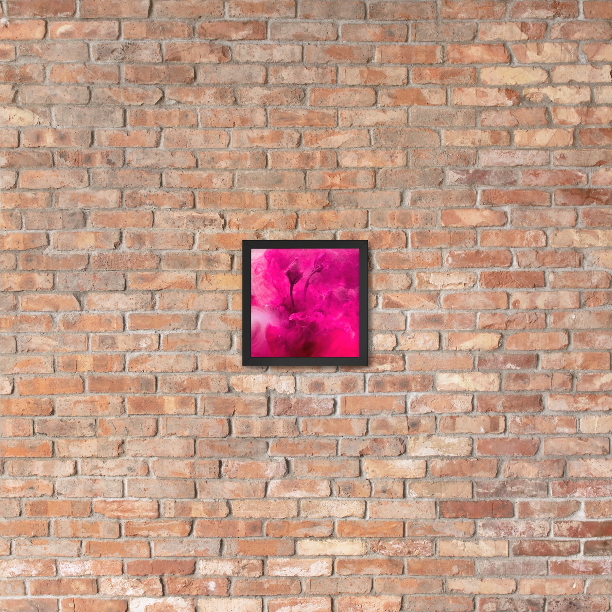 Sweet Rose Framed Poster featuring a vibrant rose design in a matte black wooden frame.