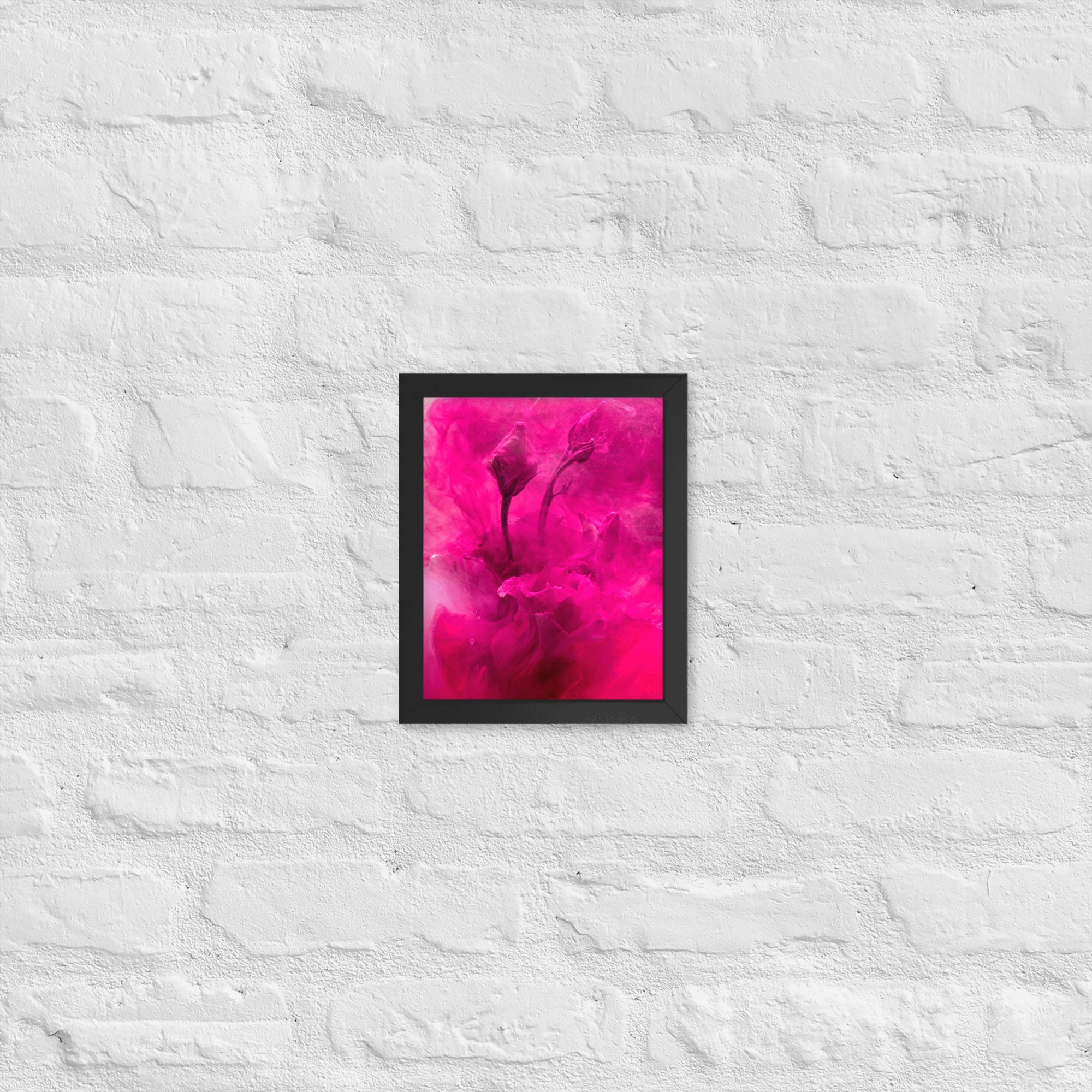 Sweet Rose Framed Poster featuring a vibrant rose design in a matte black Ayous wood frame, perfect for home decor.