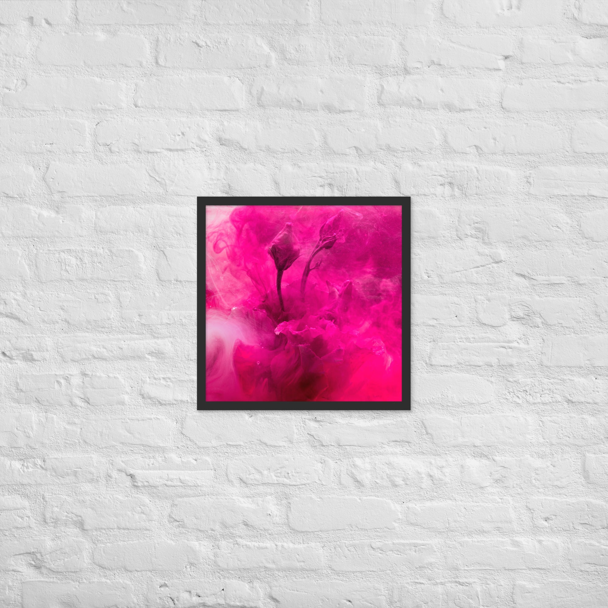 Sweet Rose Framed Poster featuring a vibrant rose design in a matte black Ayous wood frame, perfect for home decor.