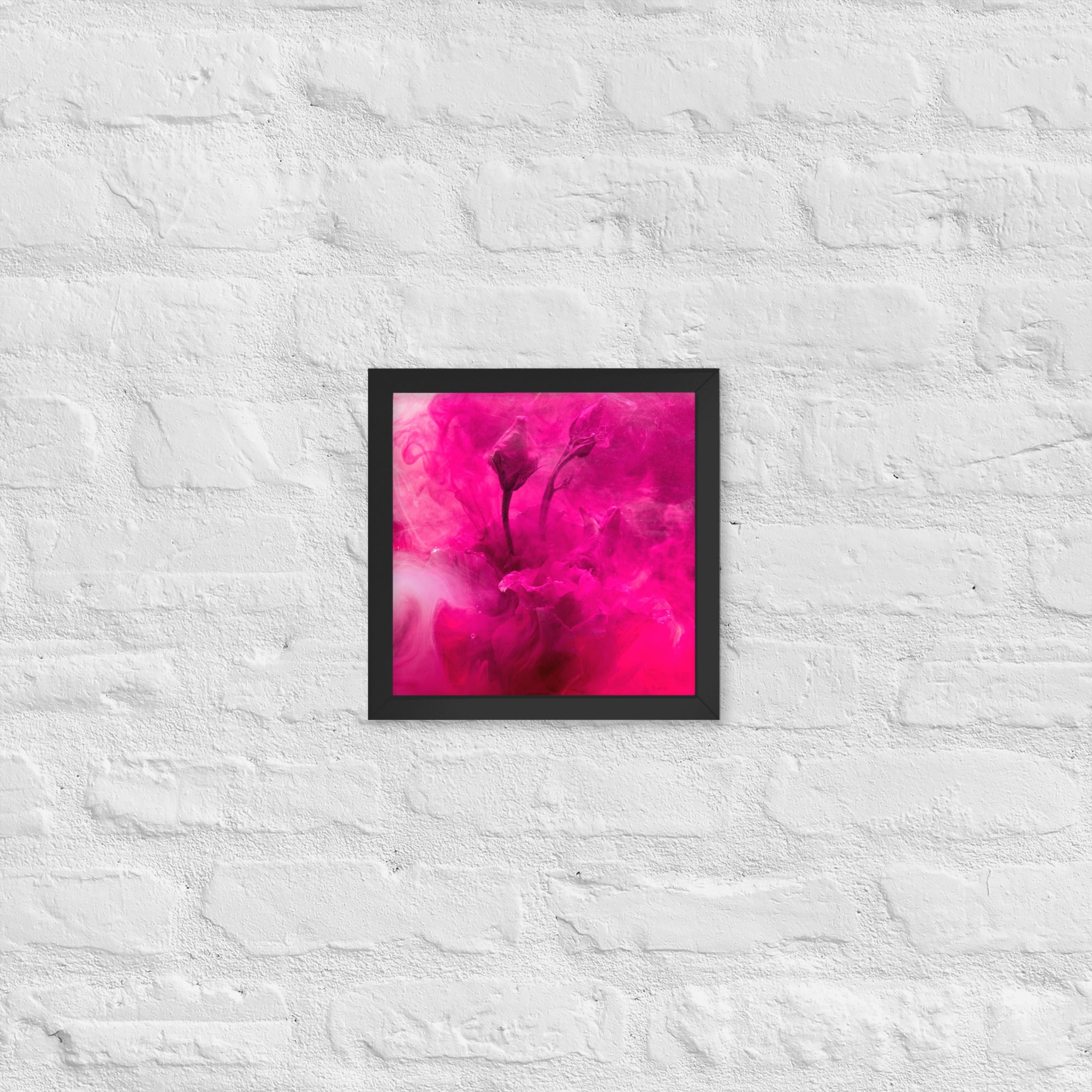 Sweet Rose Framed Poster featuring a vibrant rose design in a matte black Ayous wood frame, perfect for home decor.
