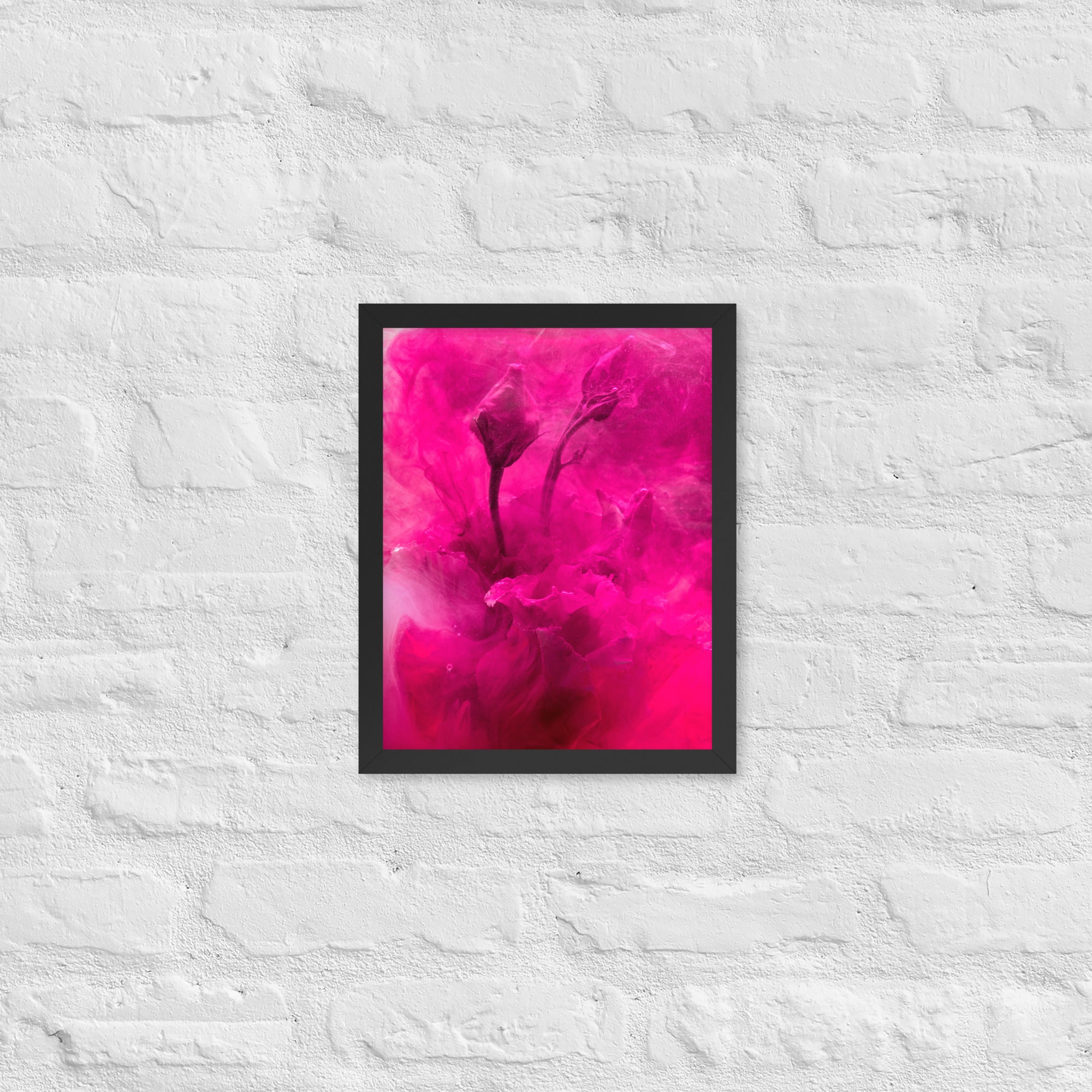 Sweet Rose Framed Poster featuring a vibrant rose design in a matte black Ayous wood frame, perfect for home decor.