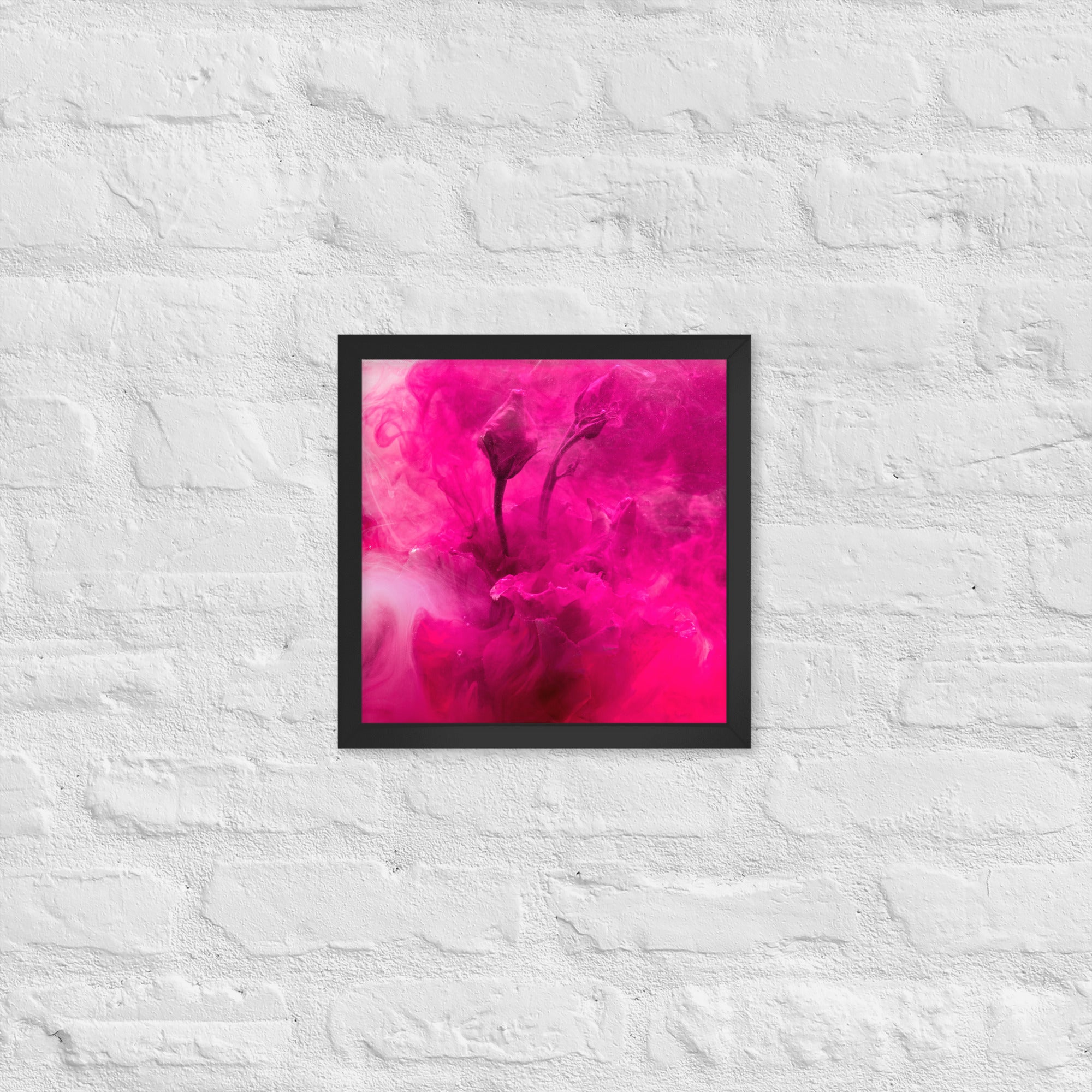 Sweet Rose Framed Poster featuring a vibrant rose design in a matte black Ayous wood frame, perfect for home decor.
