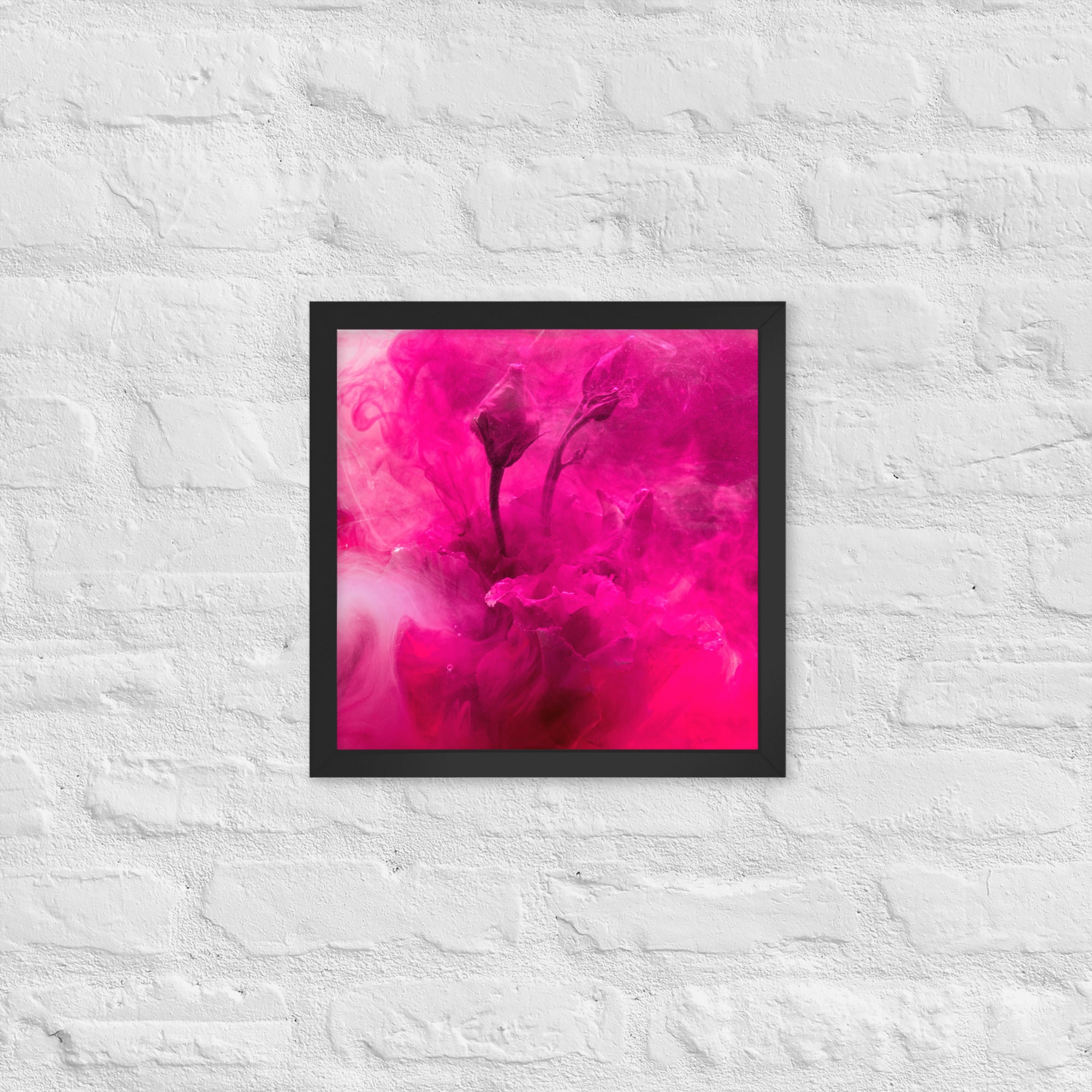 Sweet Rose Framed Poster featuring a vibrant rose design in a matte black Ayous wood frame, perfect for home decor.