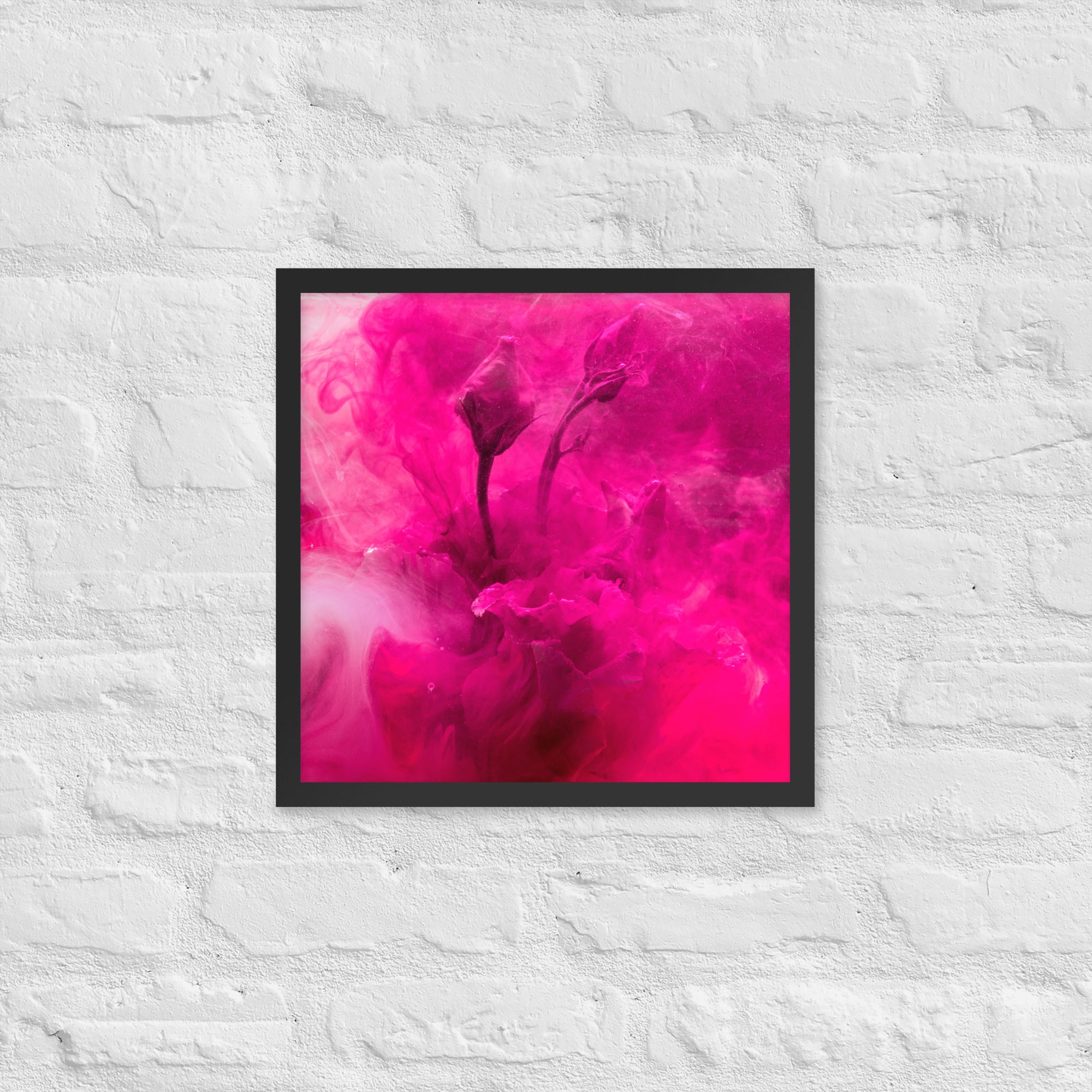 Sweet Rose Framed Poster featuring a vibrant rose design in a matte black Ayous wood frame, perfect for home decor.