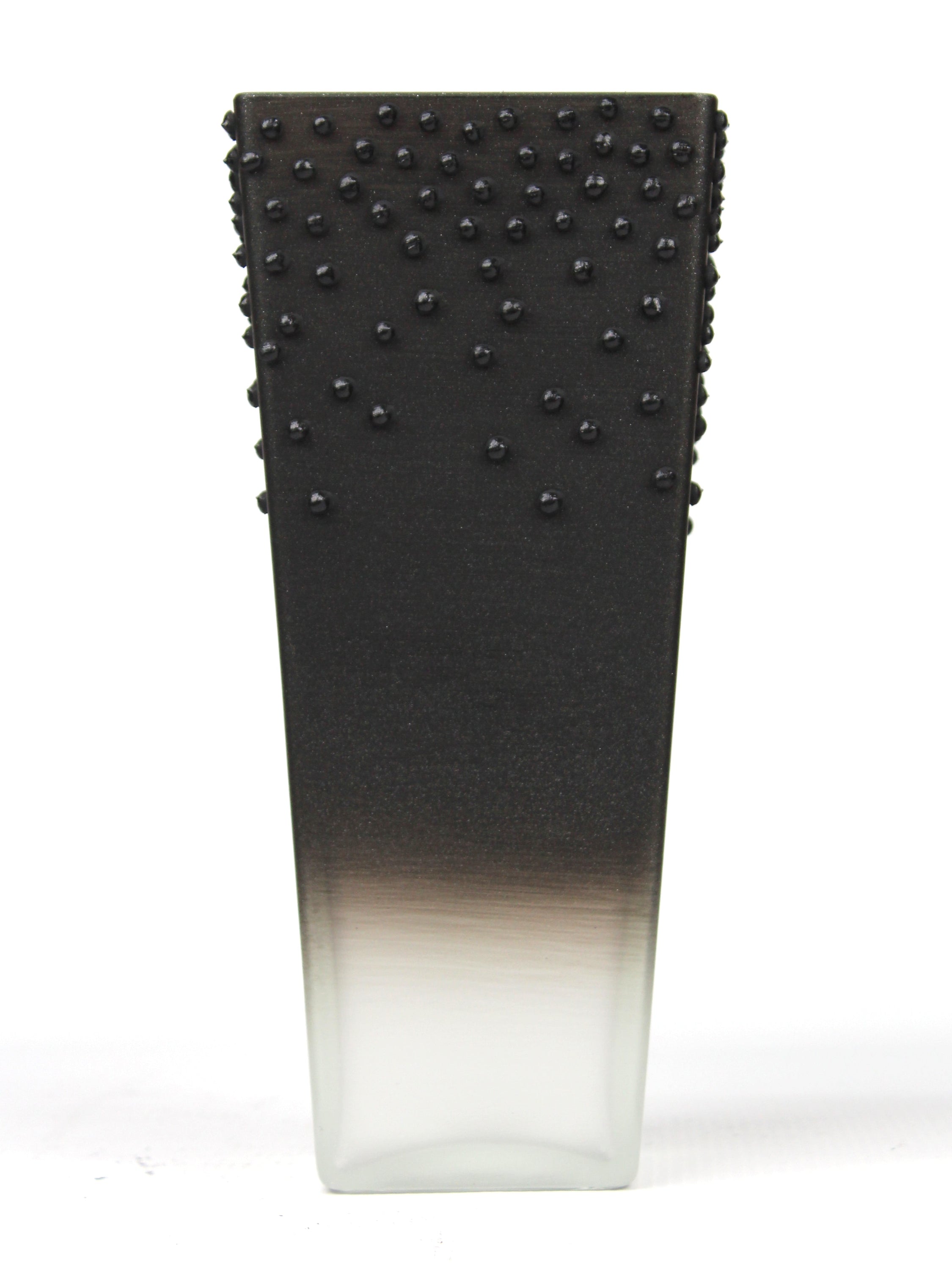 A beautifully hand-painted black decorative glass vase featuring unique designs and high-quality craftsmanship, perfect for home decor.