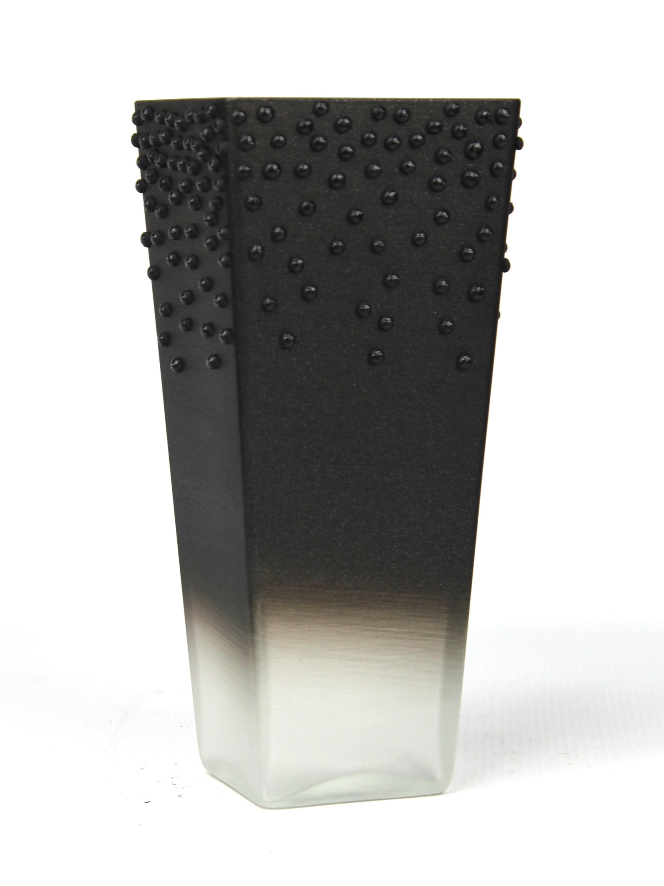 A beautifully hand-painted black decorative glass vase featuring unique designs and high-quality craftsmanship, perfect for home decor.
