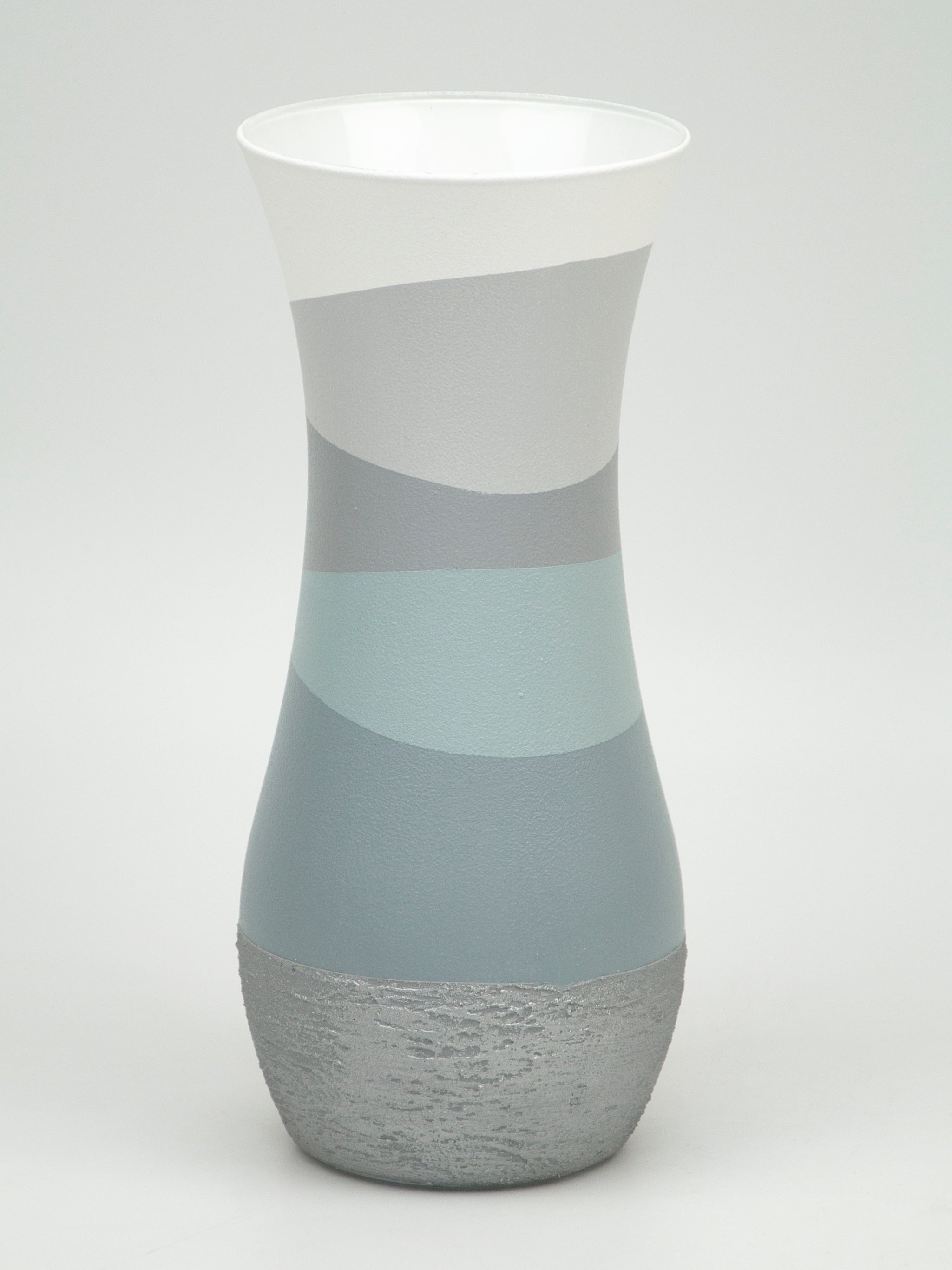 A beautifully hand-painted gray art decorative glass vase featuring unique designs and high-quality craftsmanship.