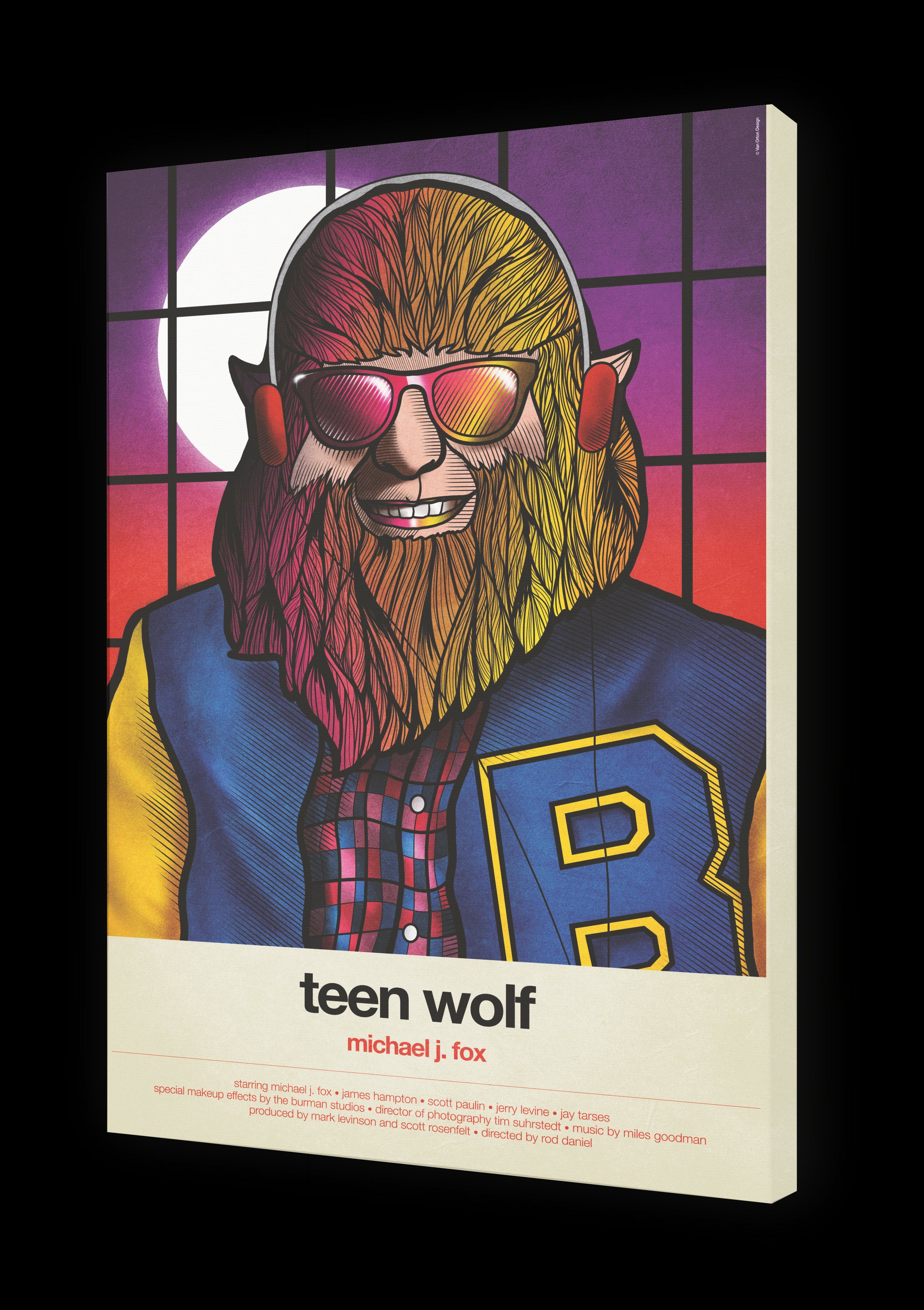 Tableau TEEN WOLF by VAN ORTON, a limited edition art piece printed on fine arts paper, showcasing vibrant colors and intricate details.