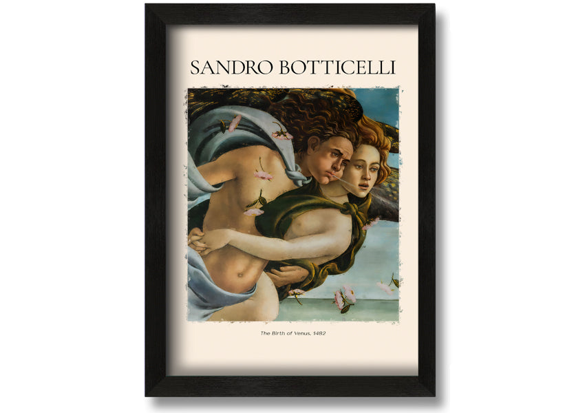 Canvas print of 'The Birth Of Venus' by Sandro Botticelli, featuring vibrant colors and intricate details, mounted on a 44mm box frame.