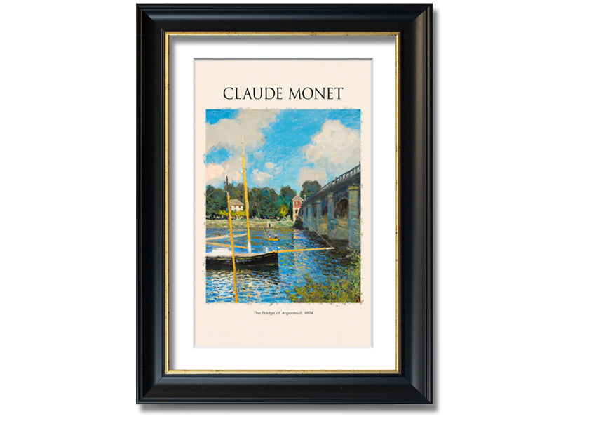 A vibrant canvas print of 'The Bridge At Argenteuil' by Claude Monet, showcasing a serene landscape with a bridge over the Seine River.