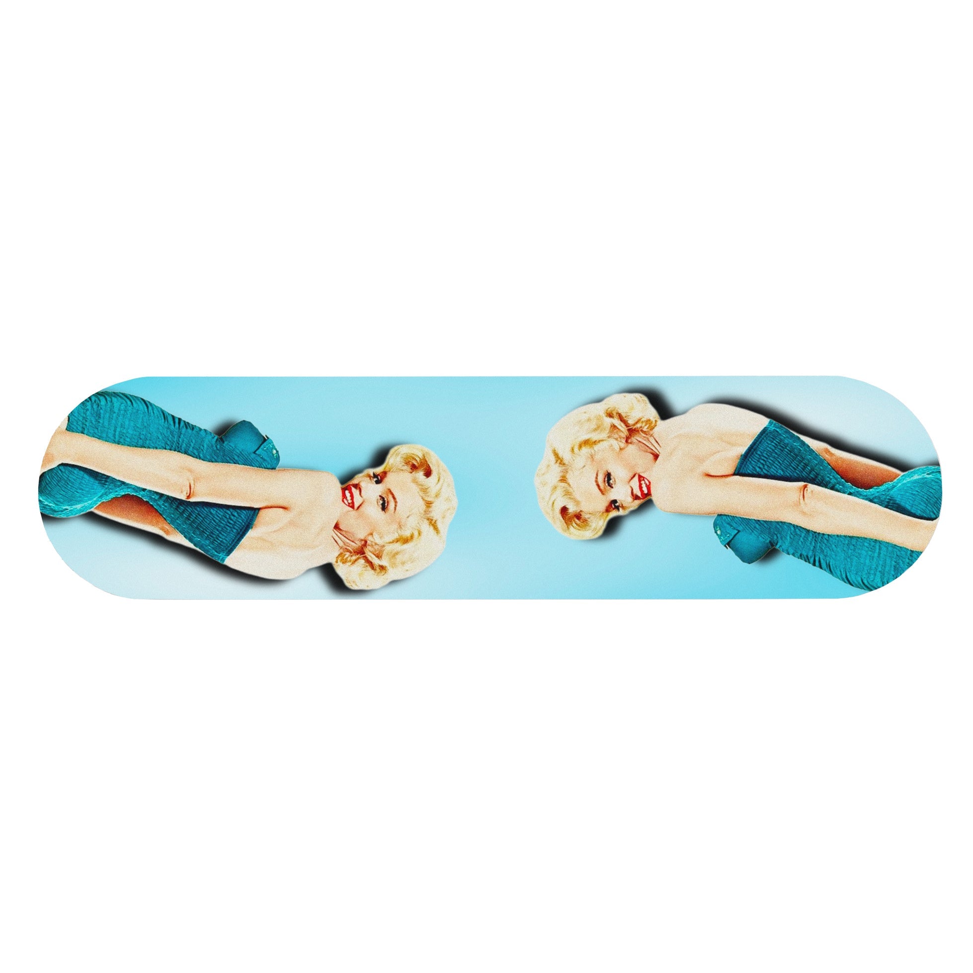 Creativejawns skateboard 'M I S T A K E S' featuring vibrant vintage design, magnet-hung for wall display without damage.