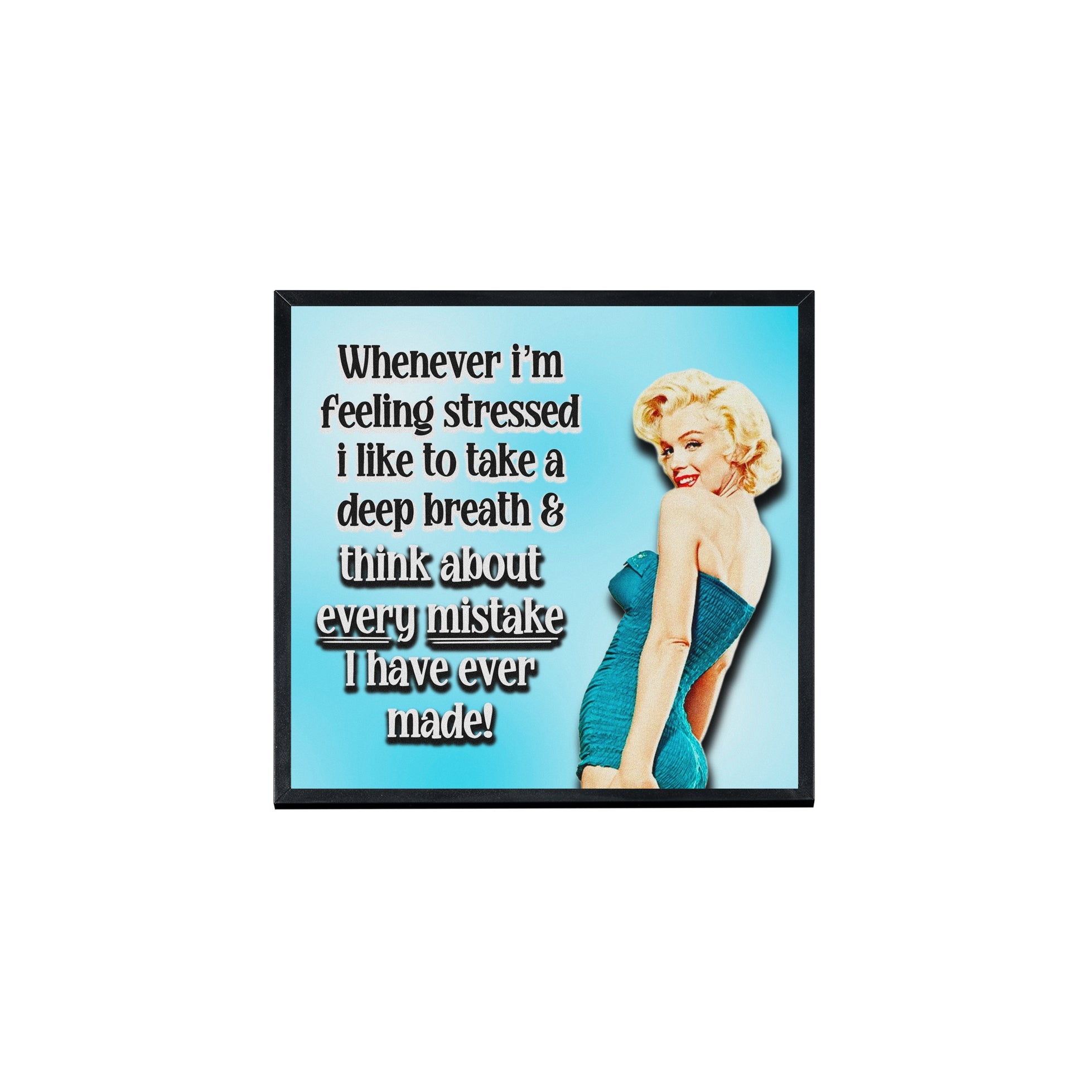 Creativejawns Collection 'M I S T A K E S' photo tiles displayed on a wall, showcasing vibrant designs and magnetic hanging system.