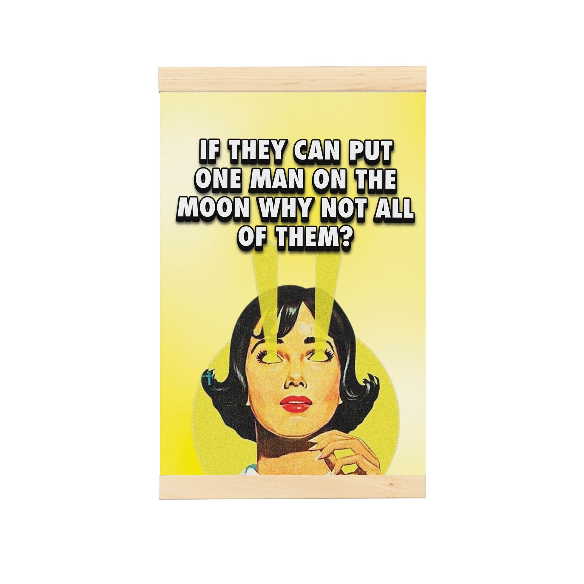 Creativejawns 'T O T H E M O O N' hanging canvas featuring vintage design, easily hung with magnets.