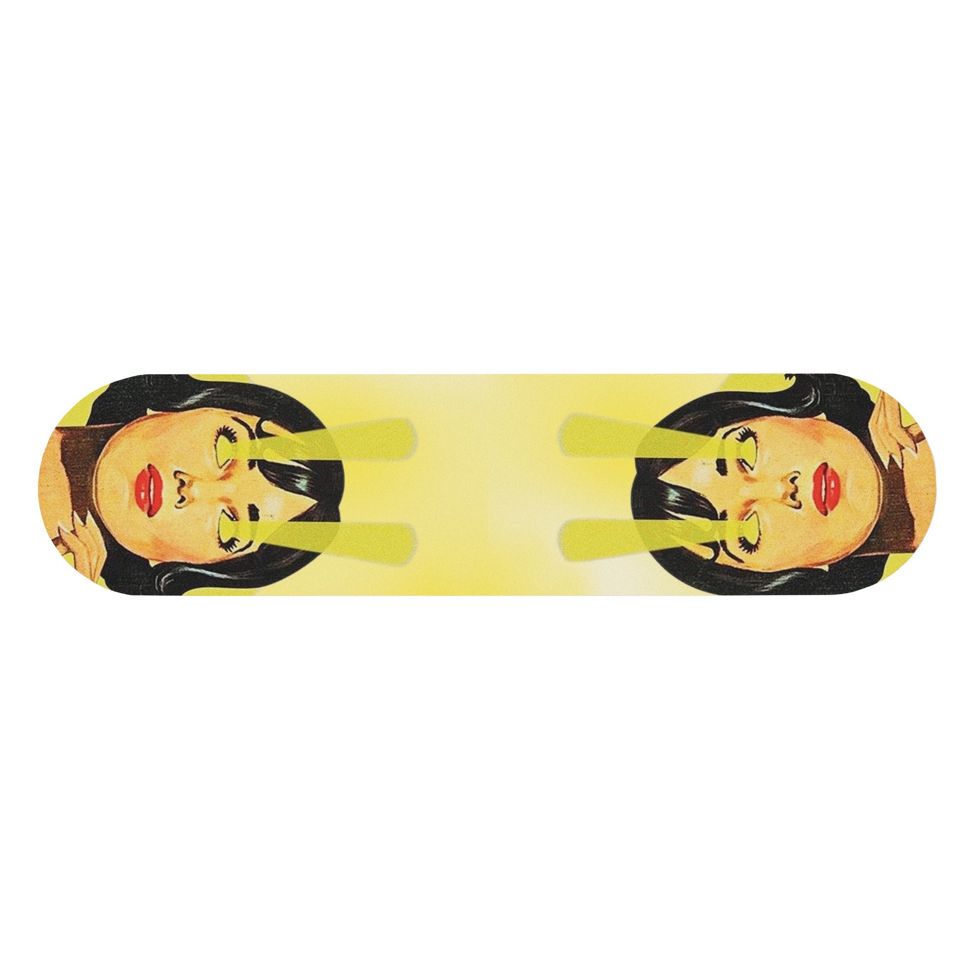Creativejawns skateboard titled 'T O T H E M O O N' featuring a vintage design, magnet-hung for wall display.