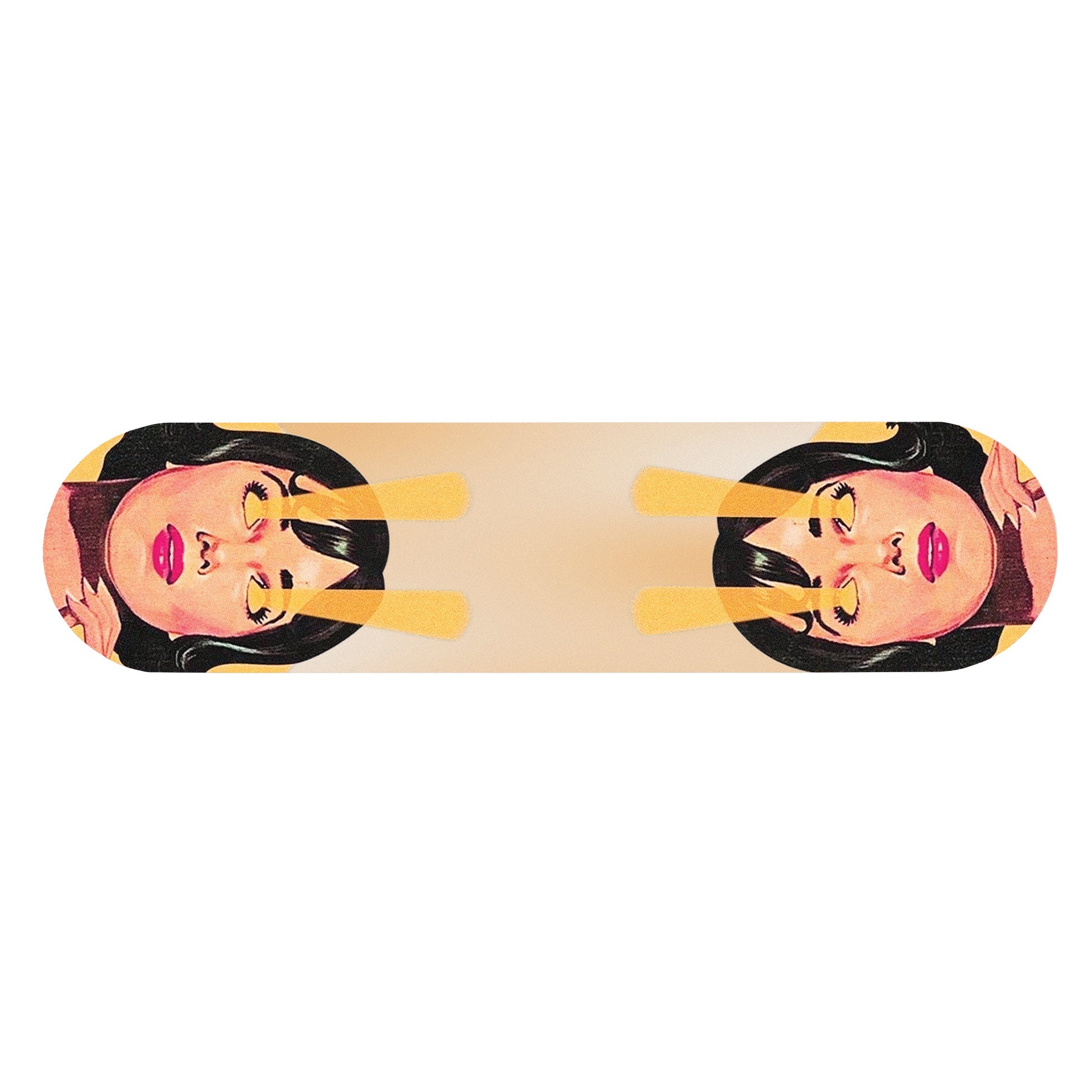 Creativejawns skateboard titled 'T O T H E M O O N' featuring a vintage design, magnet-hung for wall display.