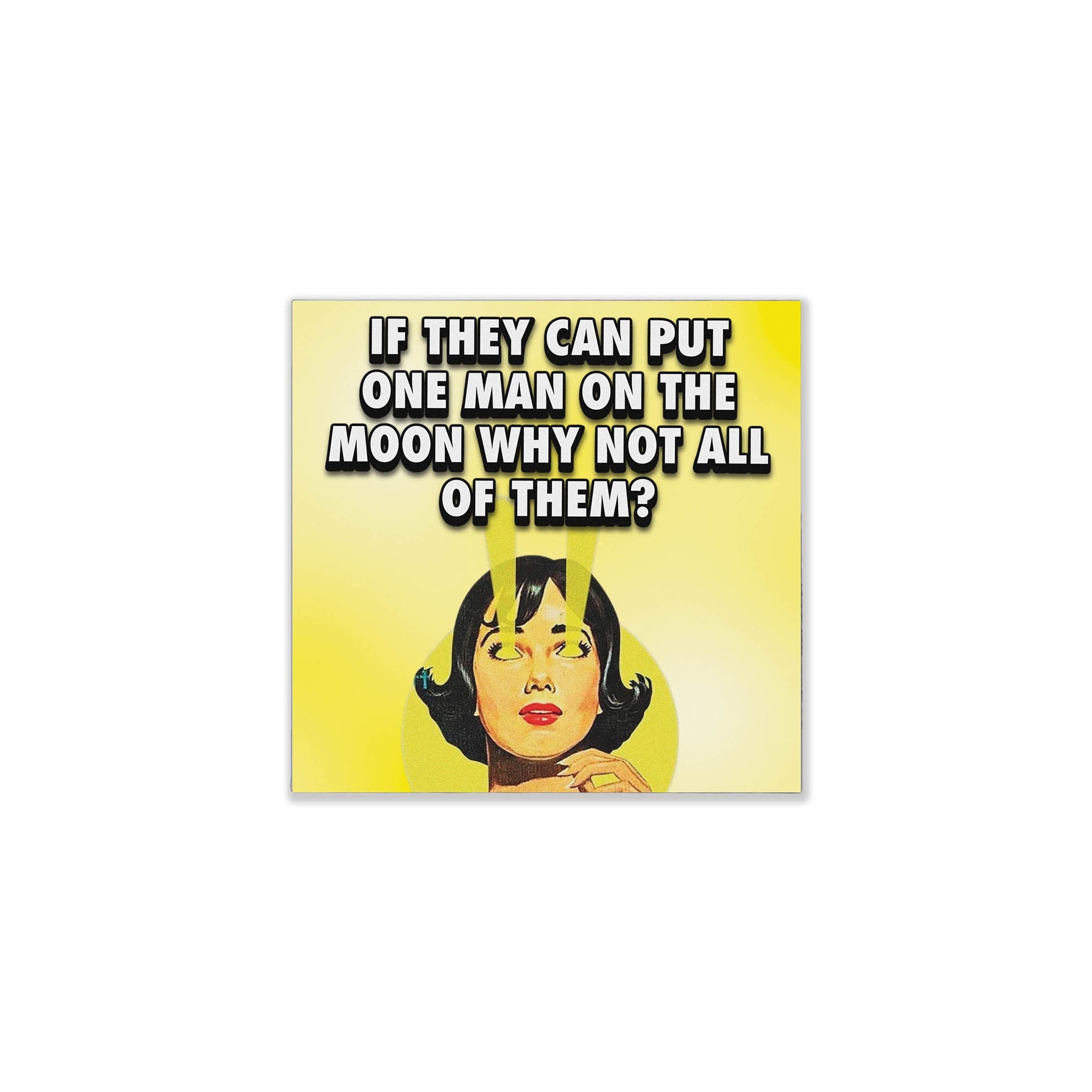 Creativejawns 'T O T H E M O O N' TilePix glass tile featuring a vibrant design, perfect for wall decoration.