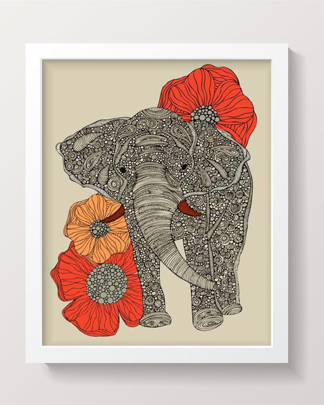A beautiful 8x10 photographic print of an elephant, showcasing its majestic features and vibrant colors, ready for framing.