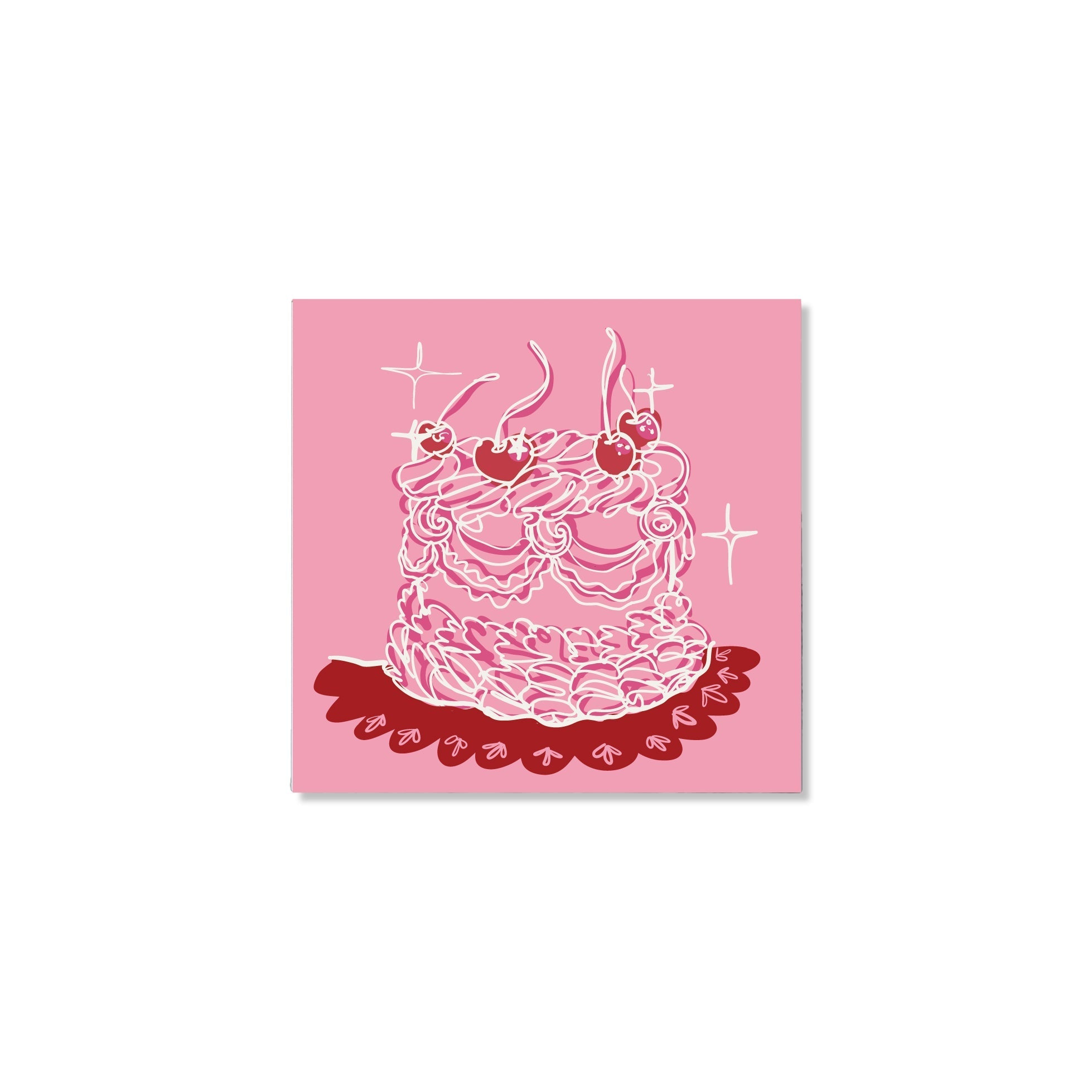 The Girl Knew York Cake on TilePix Glass 8x8, showcasing vibrant photo tiles with a glossy finish, perfect for stylish wall decor.