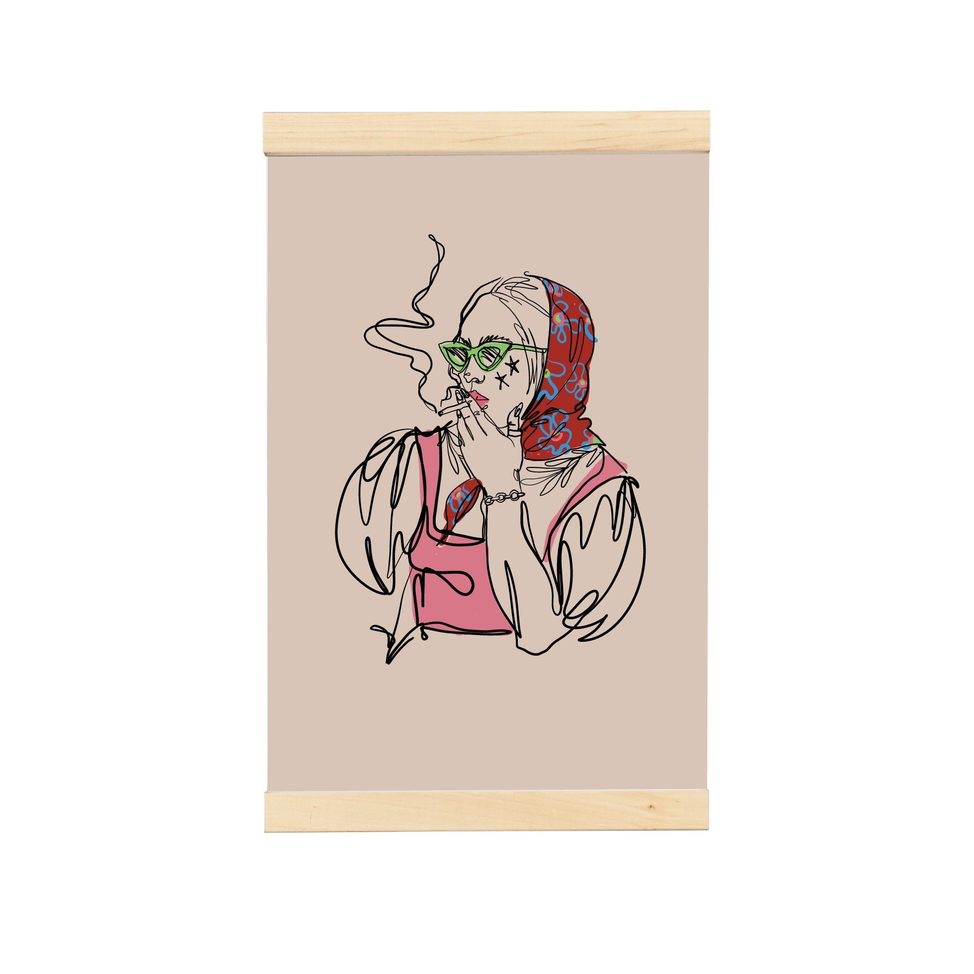 Stylish girl design on hanging canvas from The Girl Knew York Collection, featuring vibrant colors and modern aesthetic.