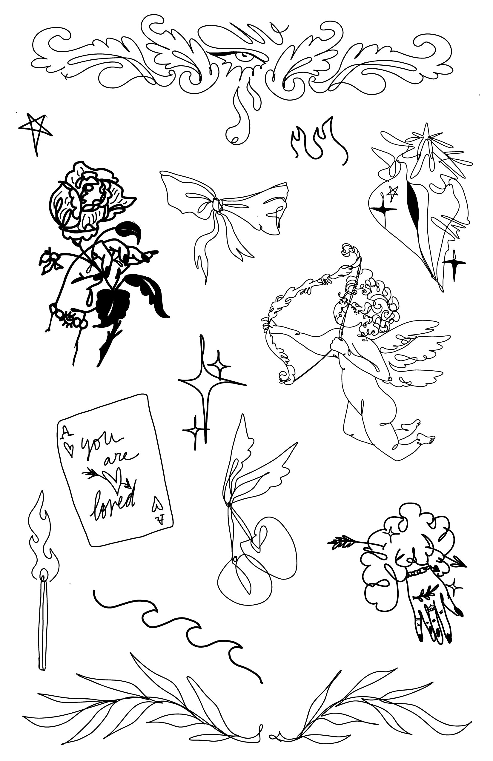 A collection of 14 stylish matte wall decal stickers from The Girl Knew York, displayed on an 11x17 sheet, showcasing trendy designs for home decor.