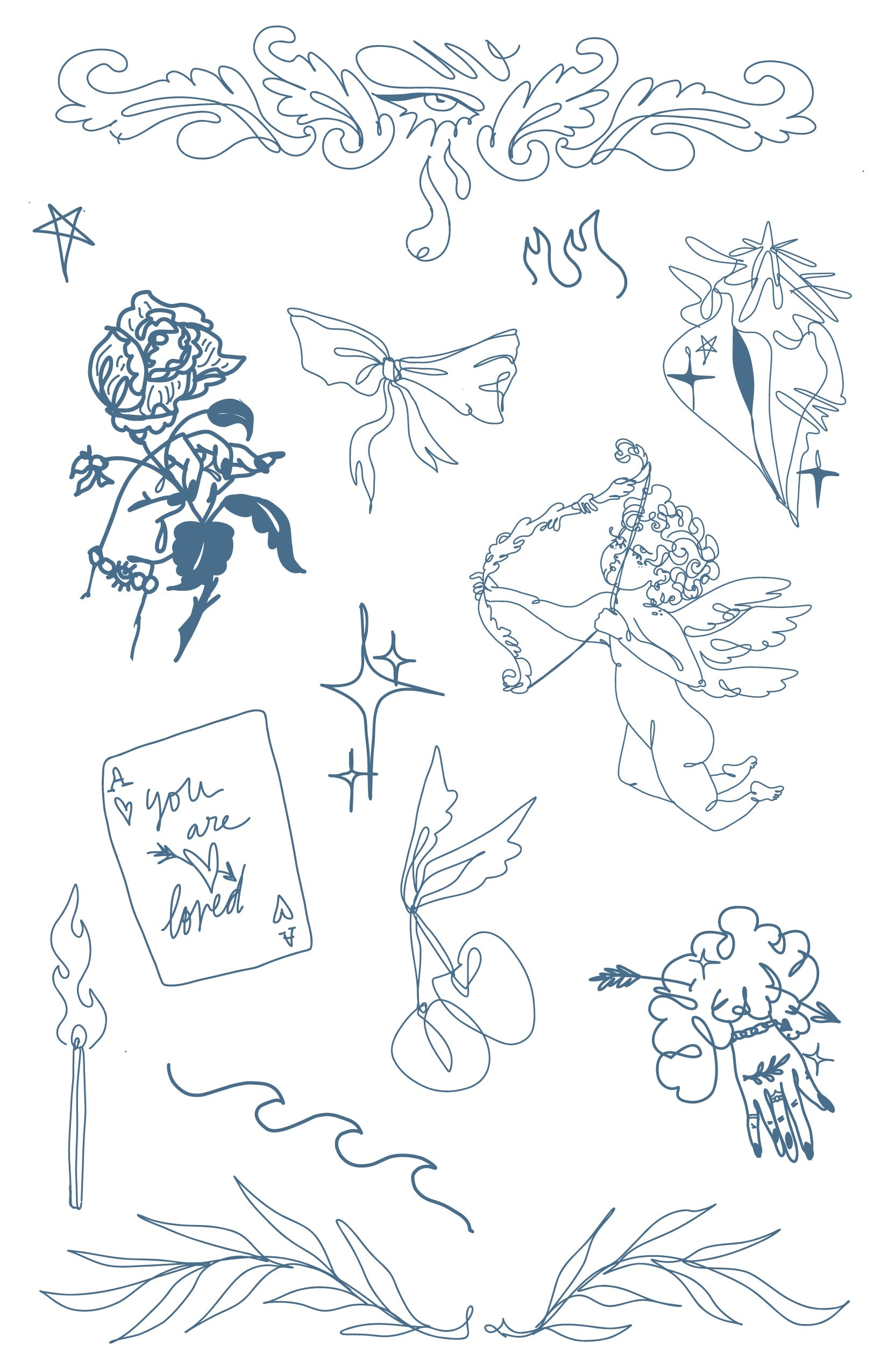 A collection of 14 stylish matte wall decal stickers from The Girl Knew York, displayed on an 11x17 sheet, showcasing trendy designs for home decor.